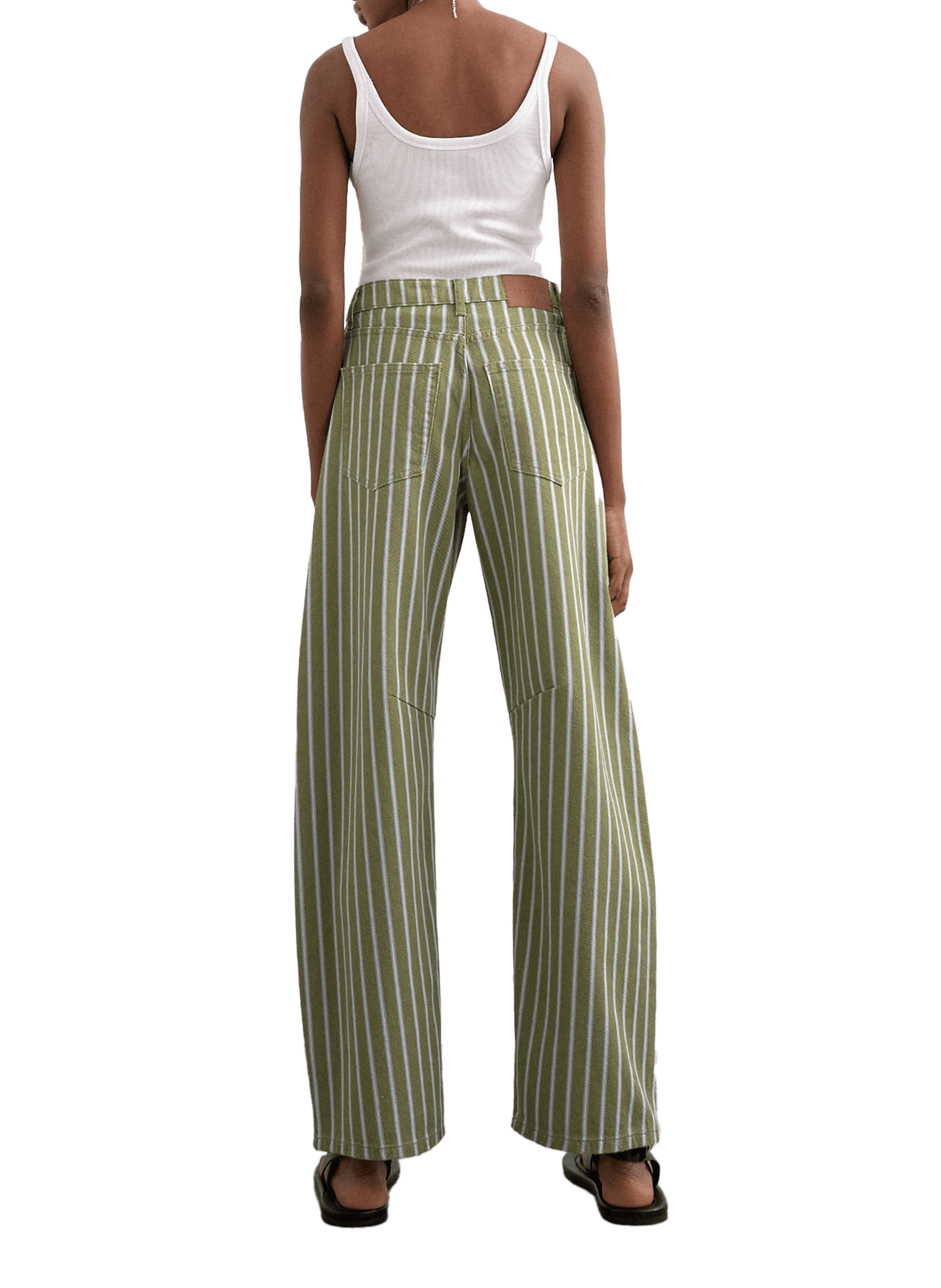 Jean barrel Tsbara rayé en coton  TOPSHOP Vert