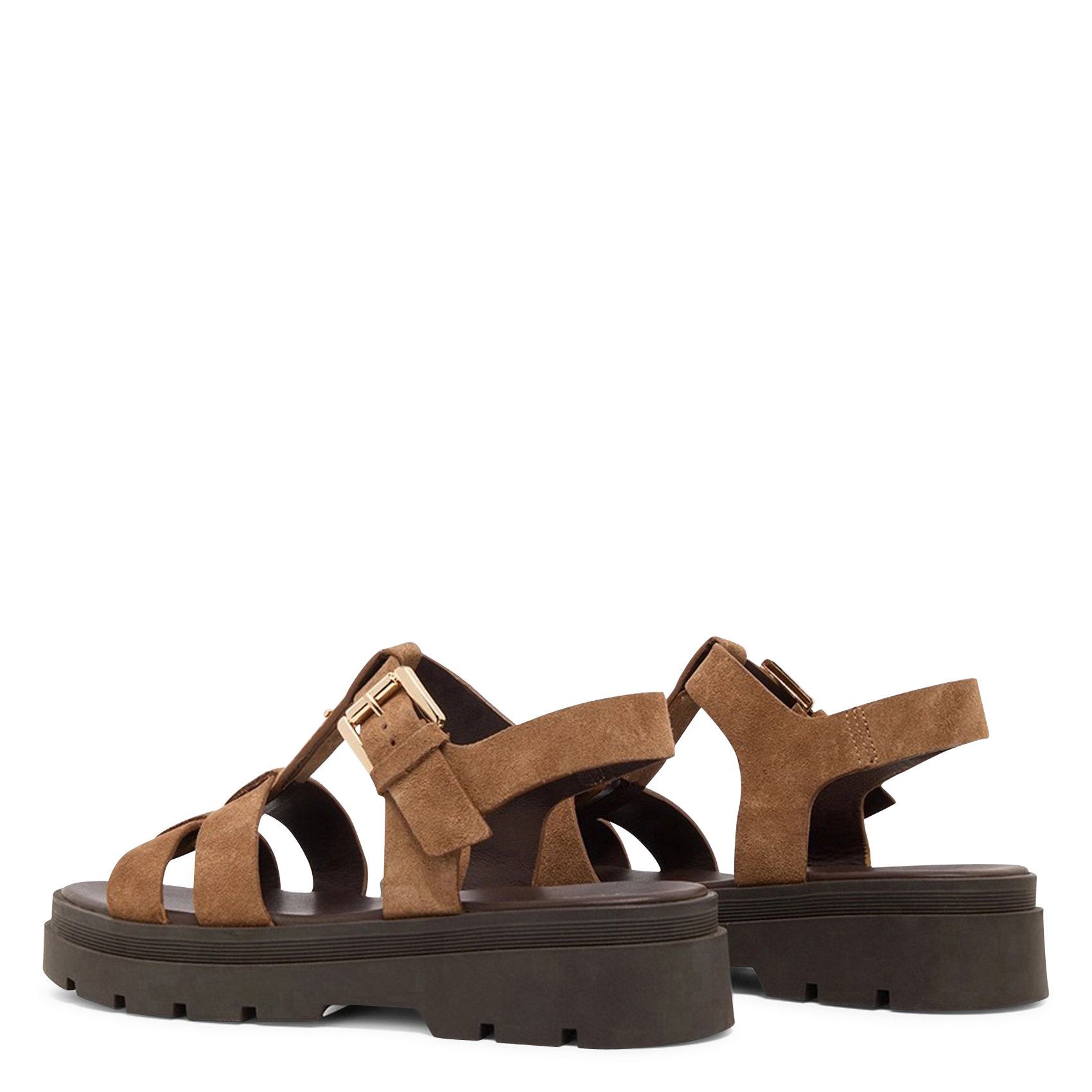 Sandales à plateformes en cuir velours liverpool JONAK Marron