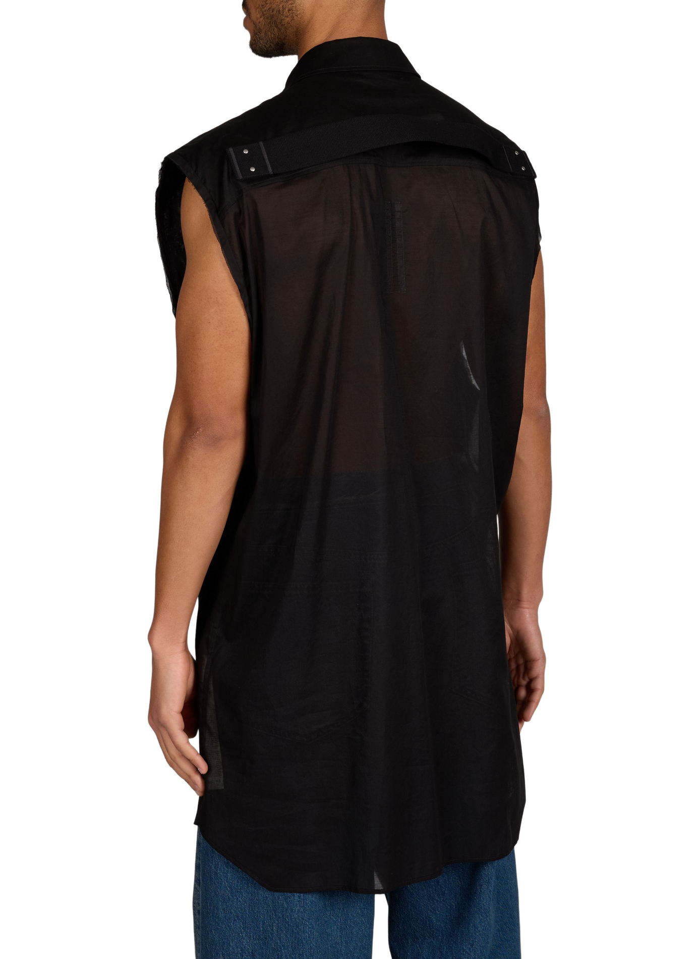 Chemise droite mi-longue en coton RICK OWENS Noir