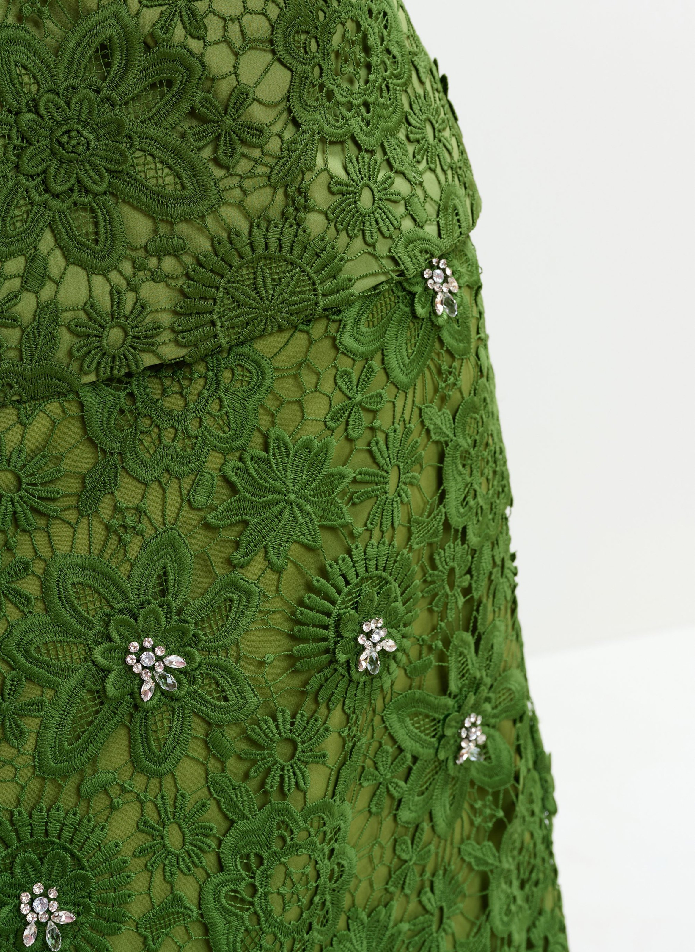 Jupe midi crayon en dentelle florale jourget ESSENTIEL ANTWERP Vert