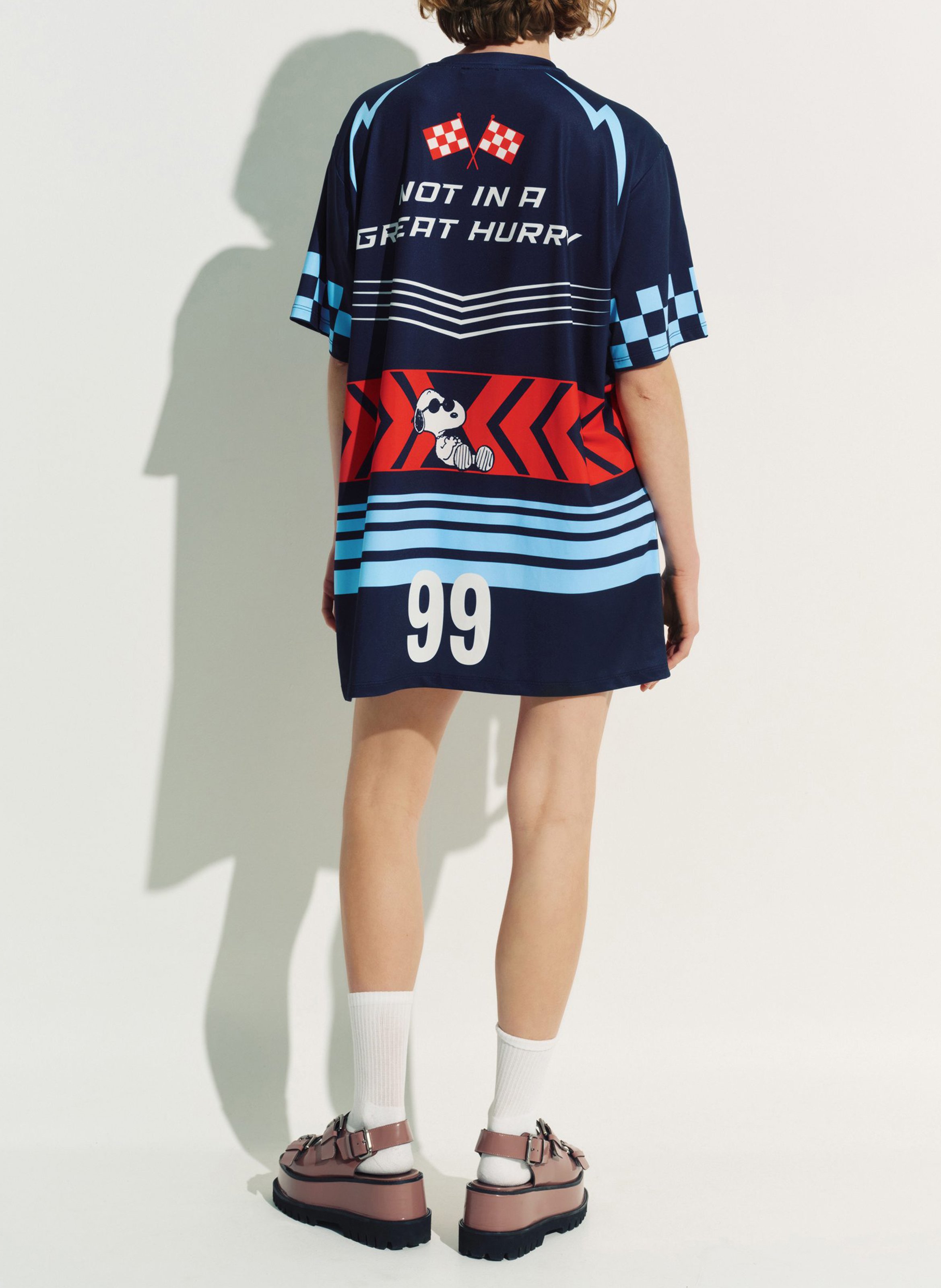 Robe courte oversize imprimé jacing Bleu