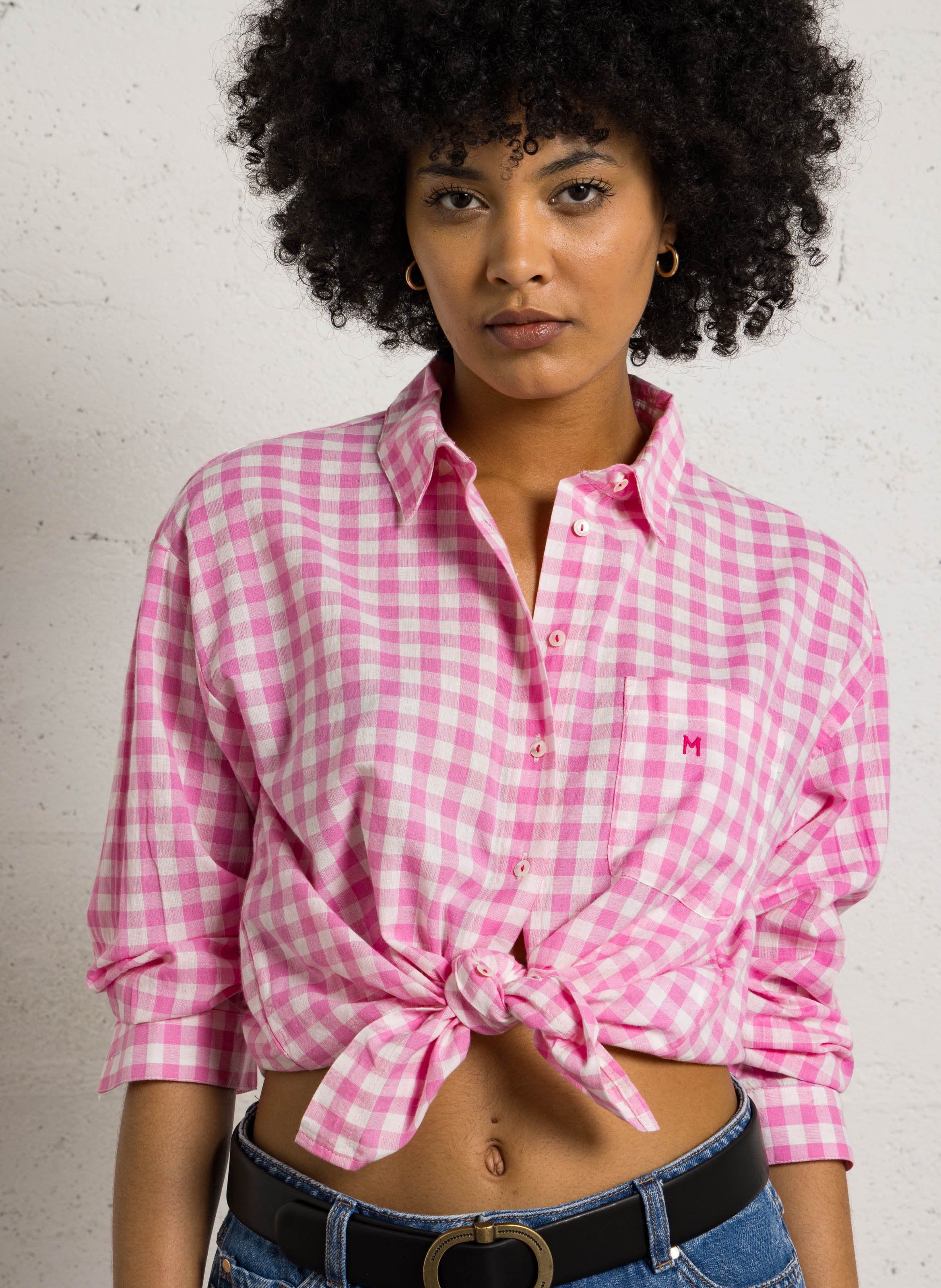 Chemise à carreaux en coton marilou MAISON 123 Rose