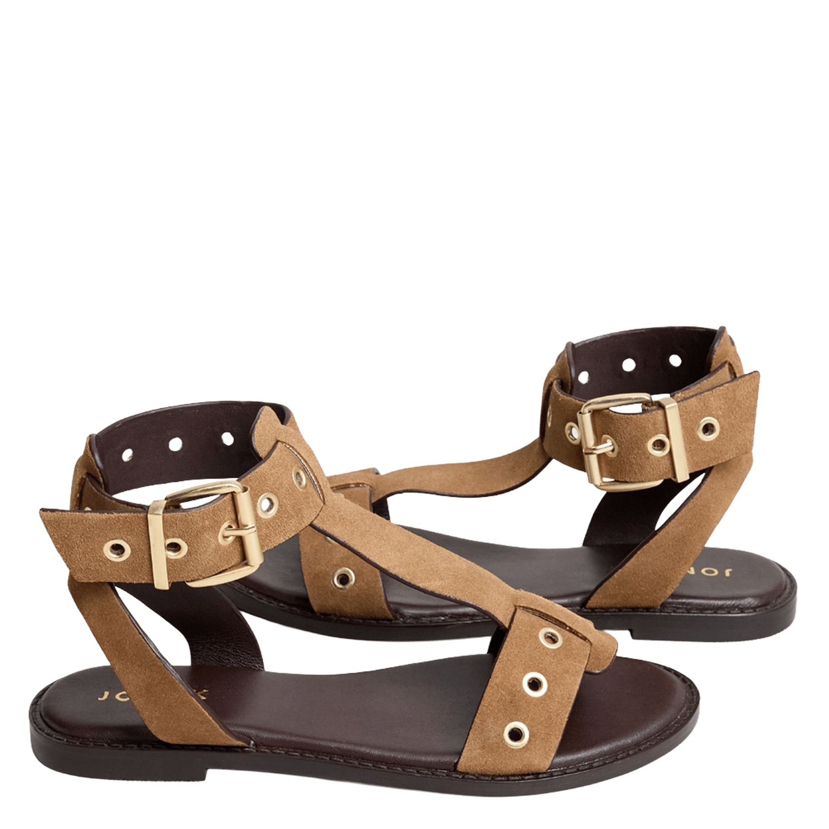 Sandales plates en cuir velours wizz JONAK Marron