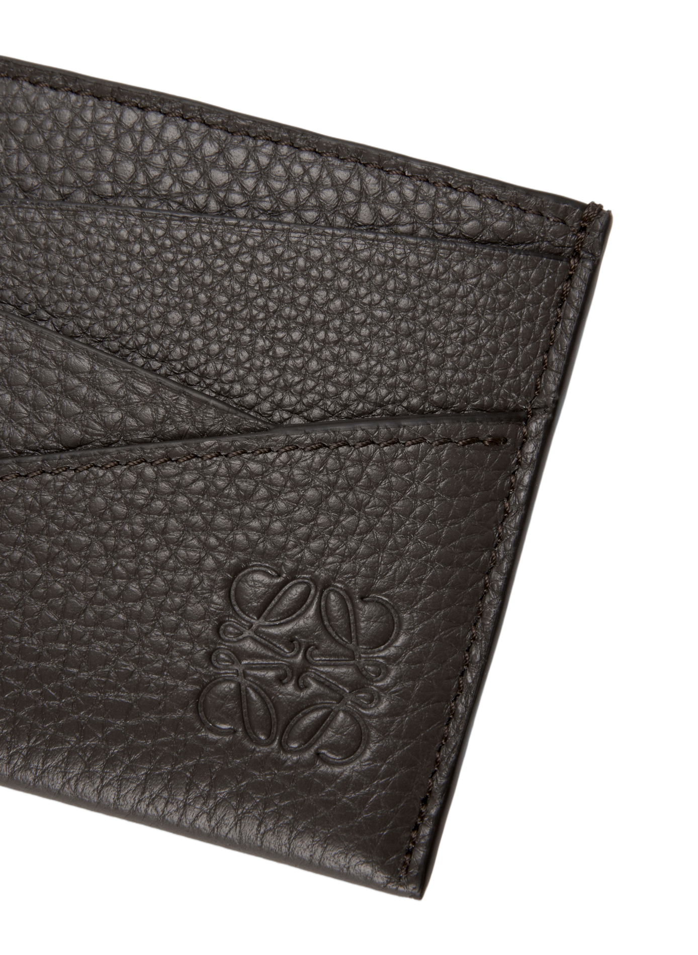 Einfarbige Puzzle-Kartenhalter aus weichem genarbtem Kalbsleder LOEWE Grau