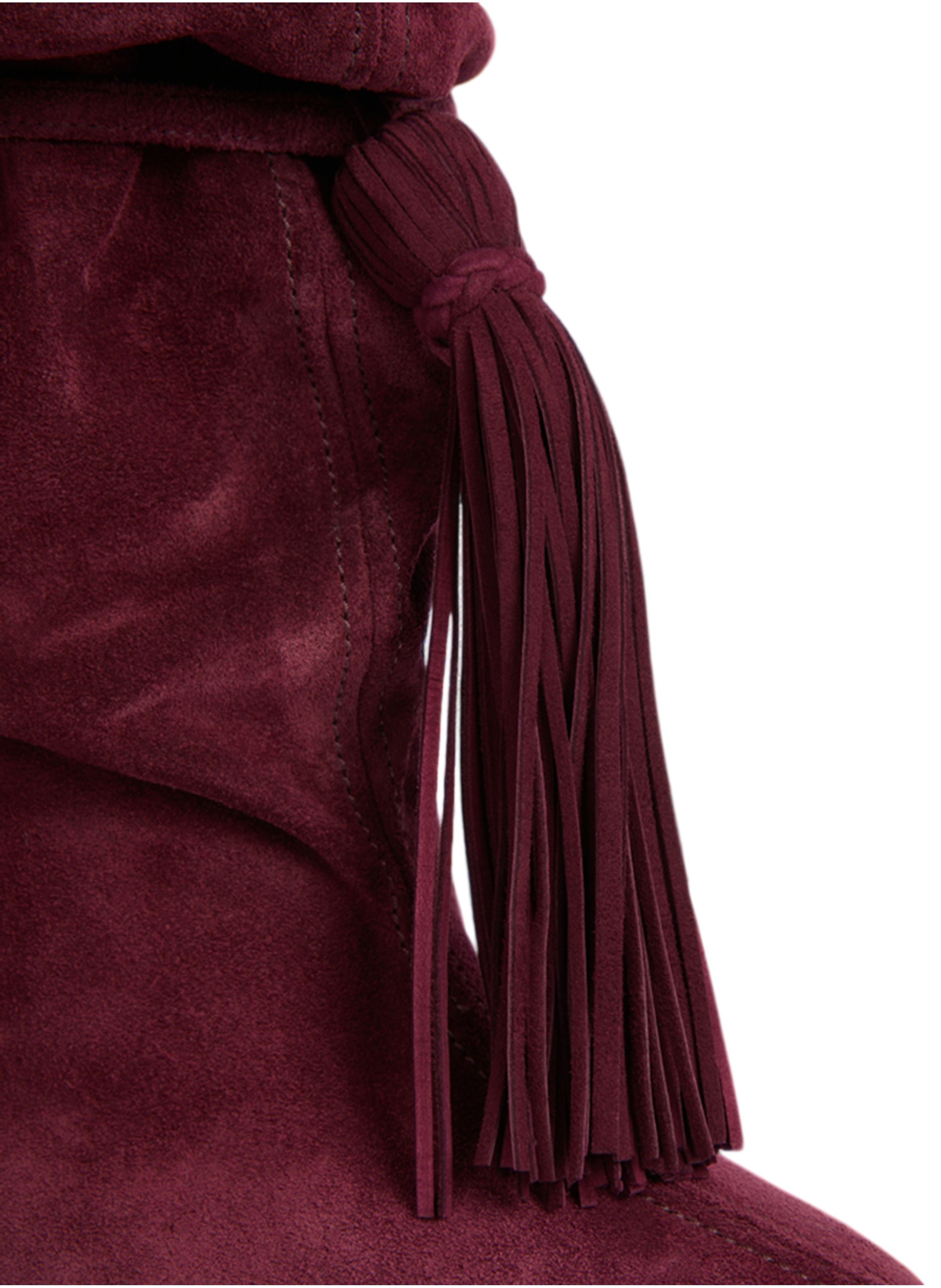 Cuissardes no wedge à pompon en cuir suédé BALMAIN Rouge