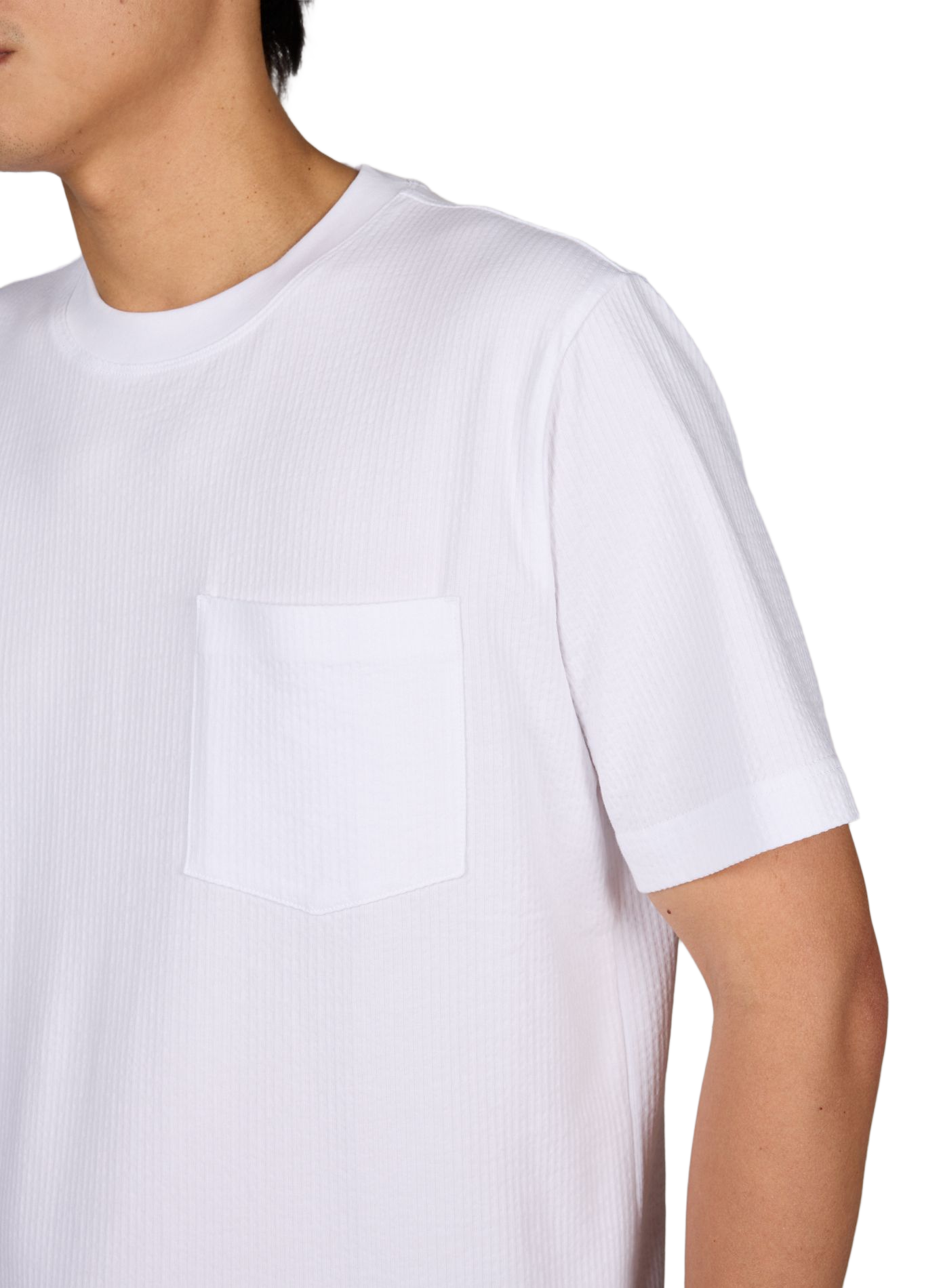 Maglietta a collo tondo in cotone testurizzato PIERRE CARDIN Bianco