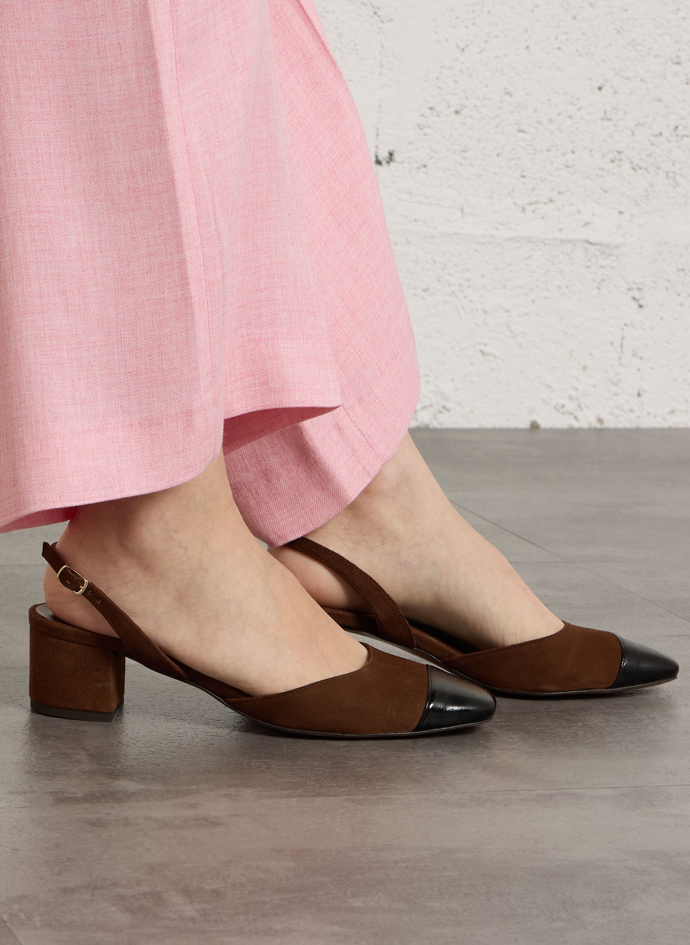 Sandales à talon en cuir n°429 RIVECOUR Marron
