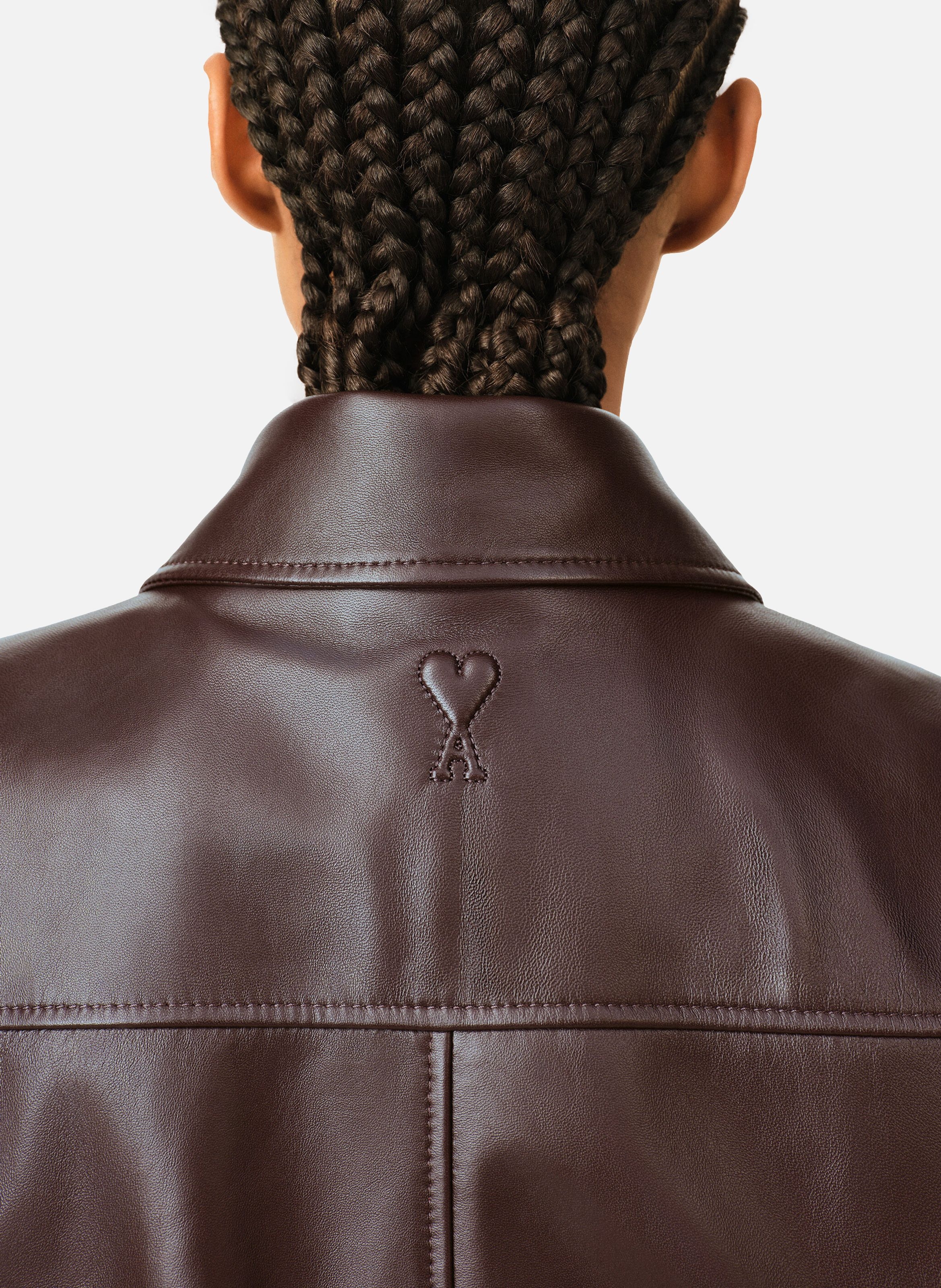 Blouson en cuir d'agneau AMI PARIS Rouge