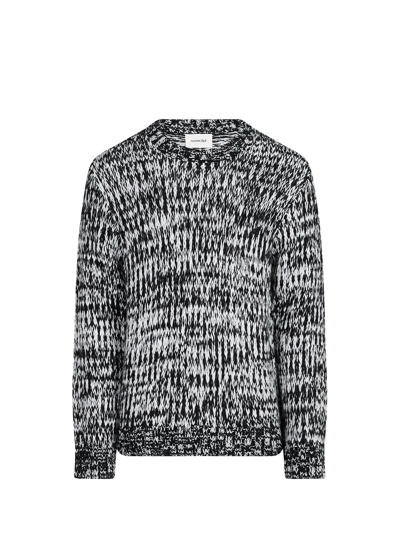 Gailey round neck sweater in mottled knit SAISON 1865 Black