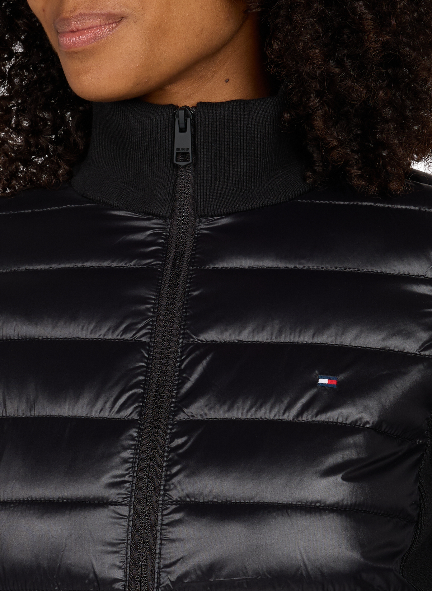 Quilted jacket with high collar | Black TOMMY HILFIGER Women