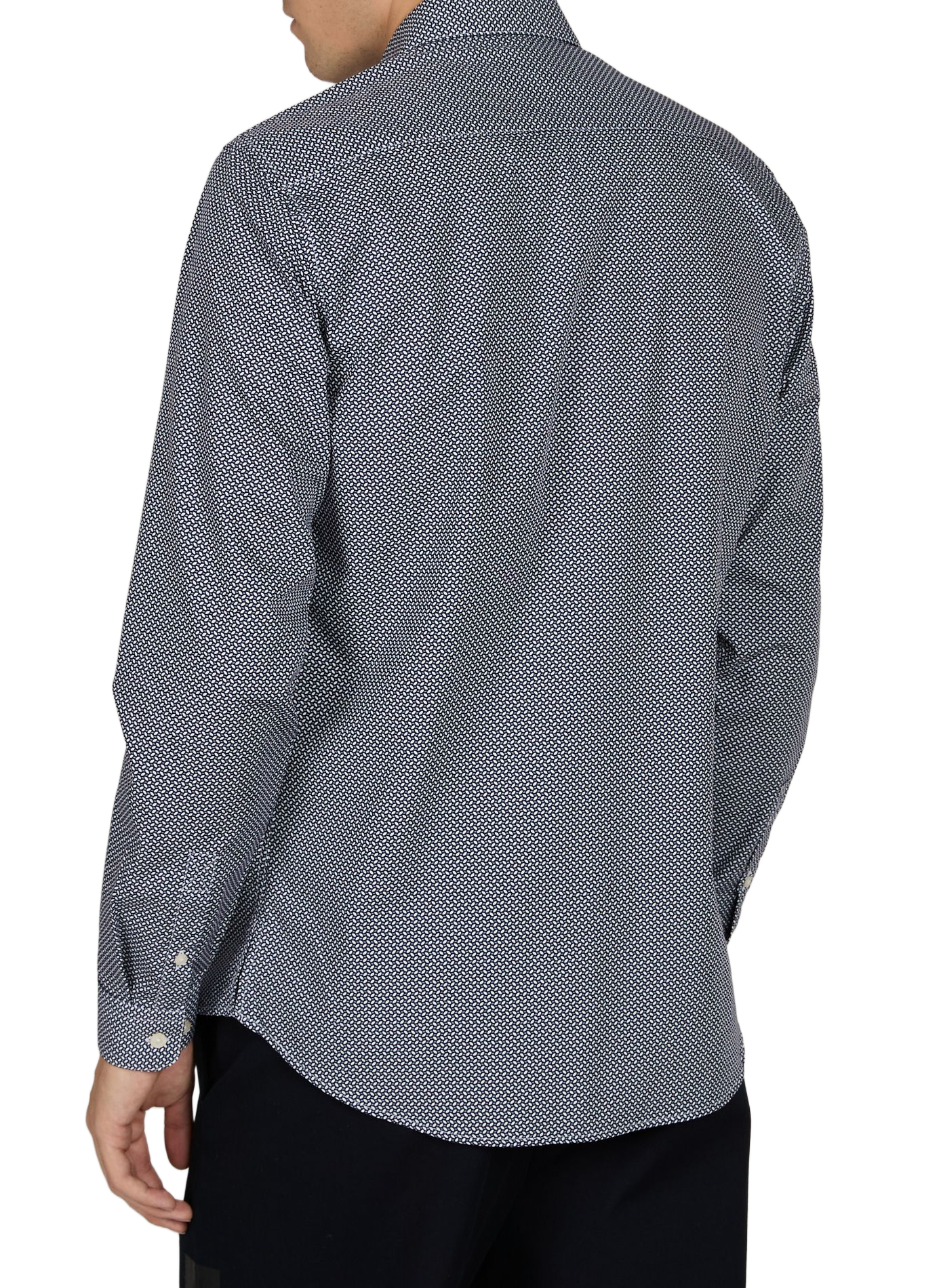 Slim-fit overhemd met klassieke kraag van bedrukt katoen. AU PRINTEMPS PARIS Blauw