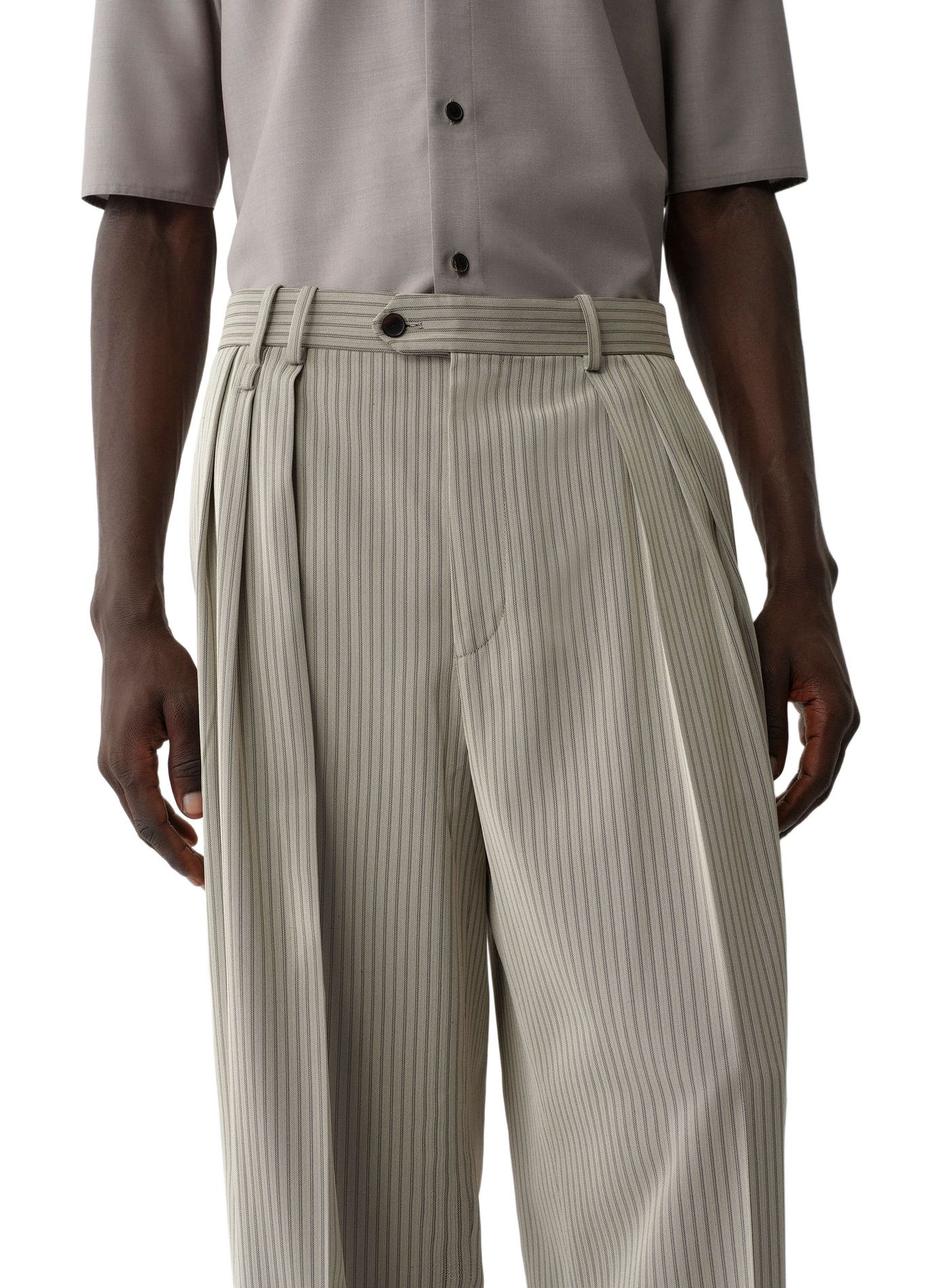 Baxter Striped Wide-Leg Pants CALVIN KLEIN COLLECTION Grey