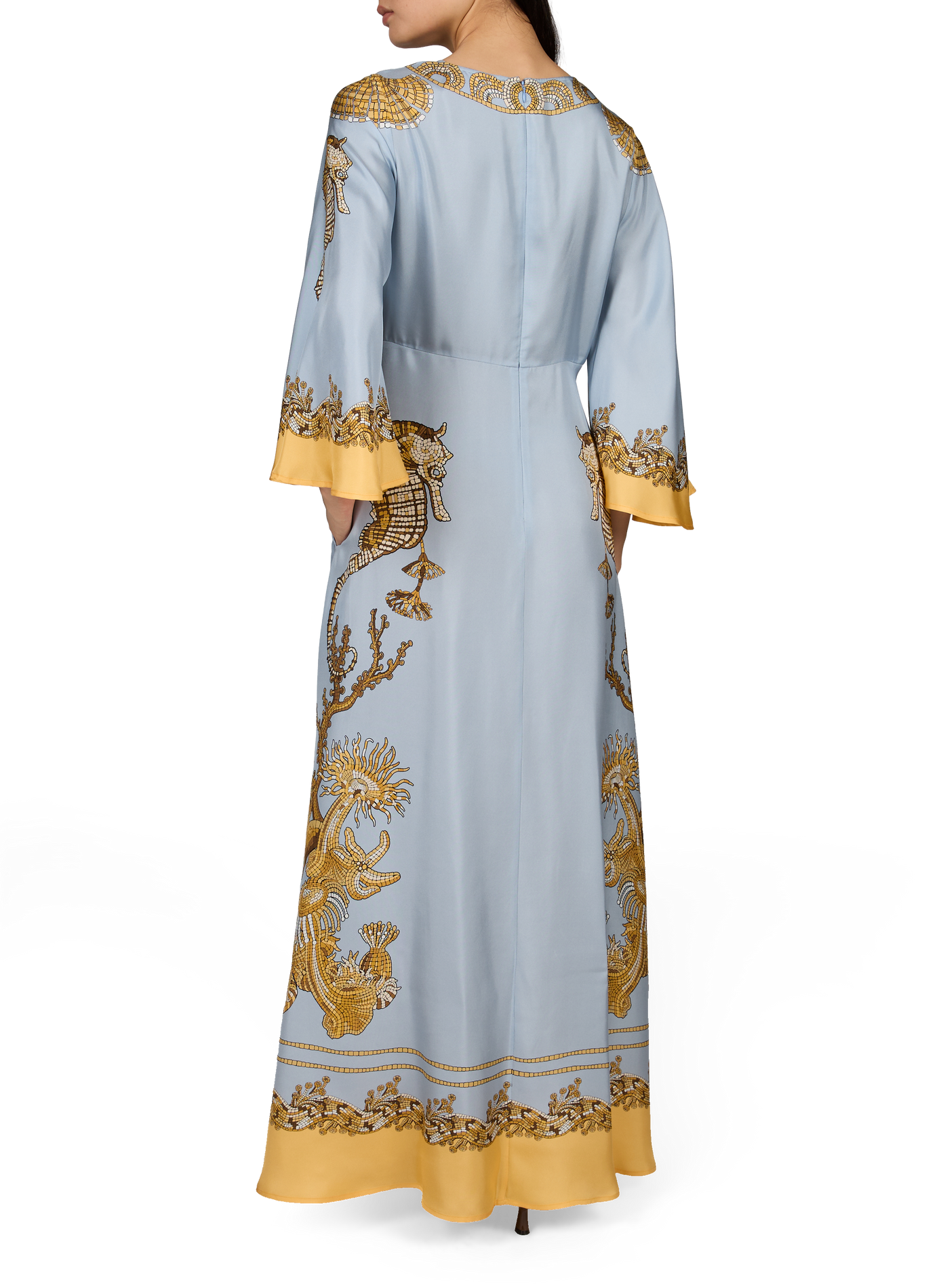 Robe longue SORELLA en soie LA DOUBLEJ Bleu