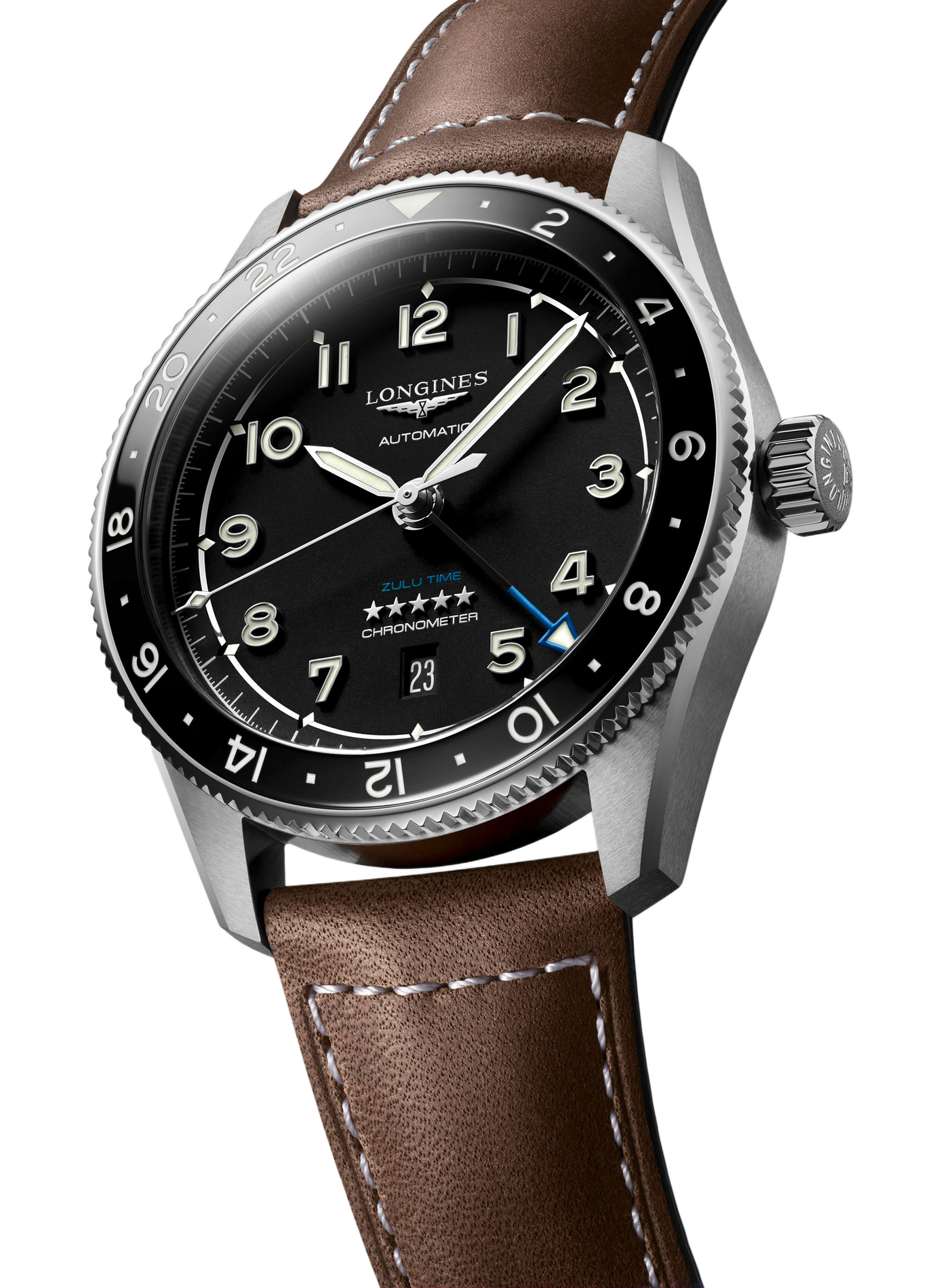 Montre automatique Longines Spirit en cuir LONGINES Noir