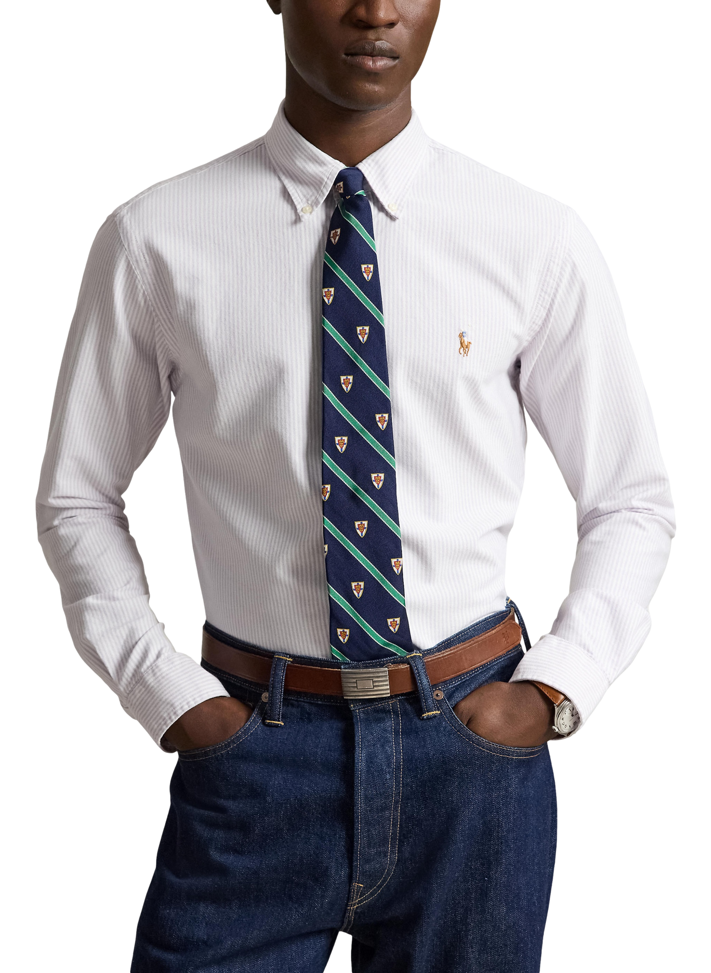 Chemise à rayures en coton  | Violet POLO RALPH LAUREN Homme