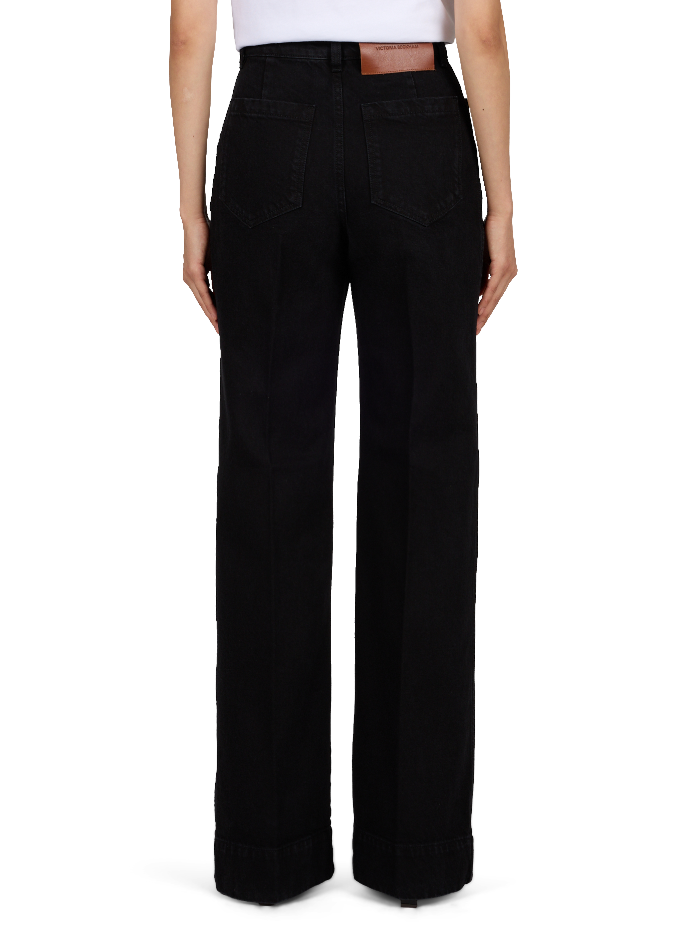 Jean wide-leg Alina en denim de coton VICTORIA BECKHAM Noir