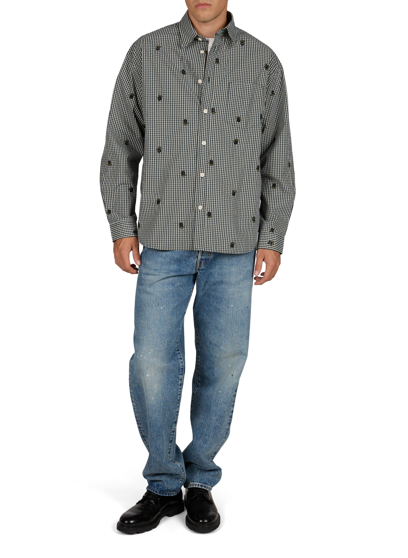 Wijdvallende blouse met geborduurde motiefprint NN.07 Blauw