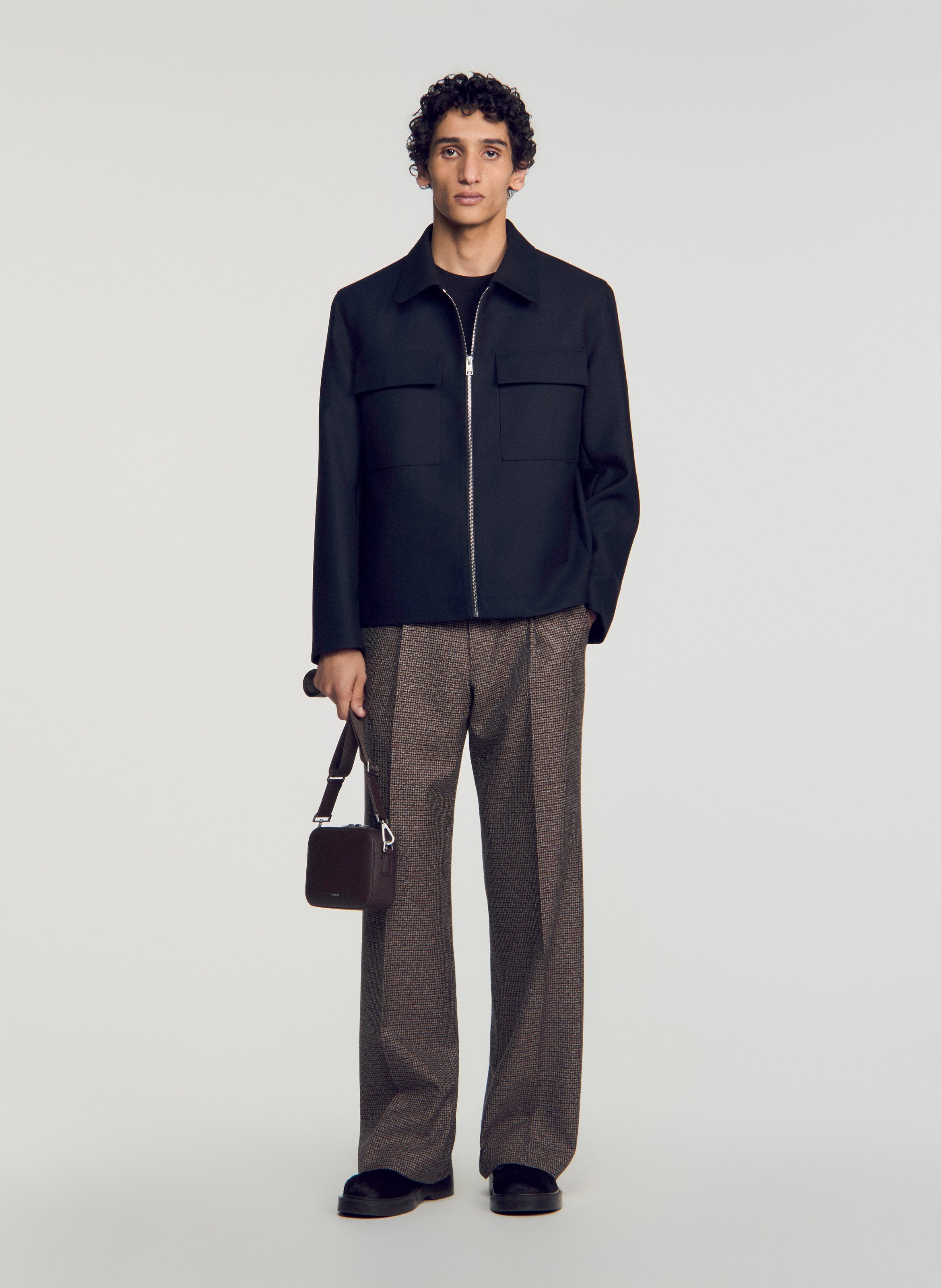 Blouson droit col classique SANDRO Bleu