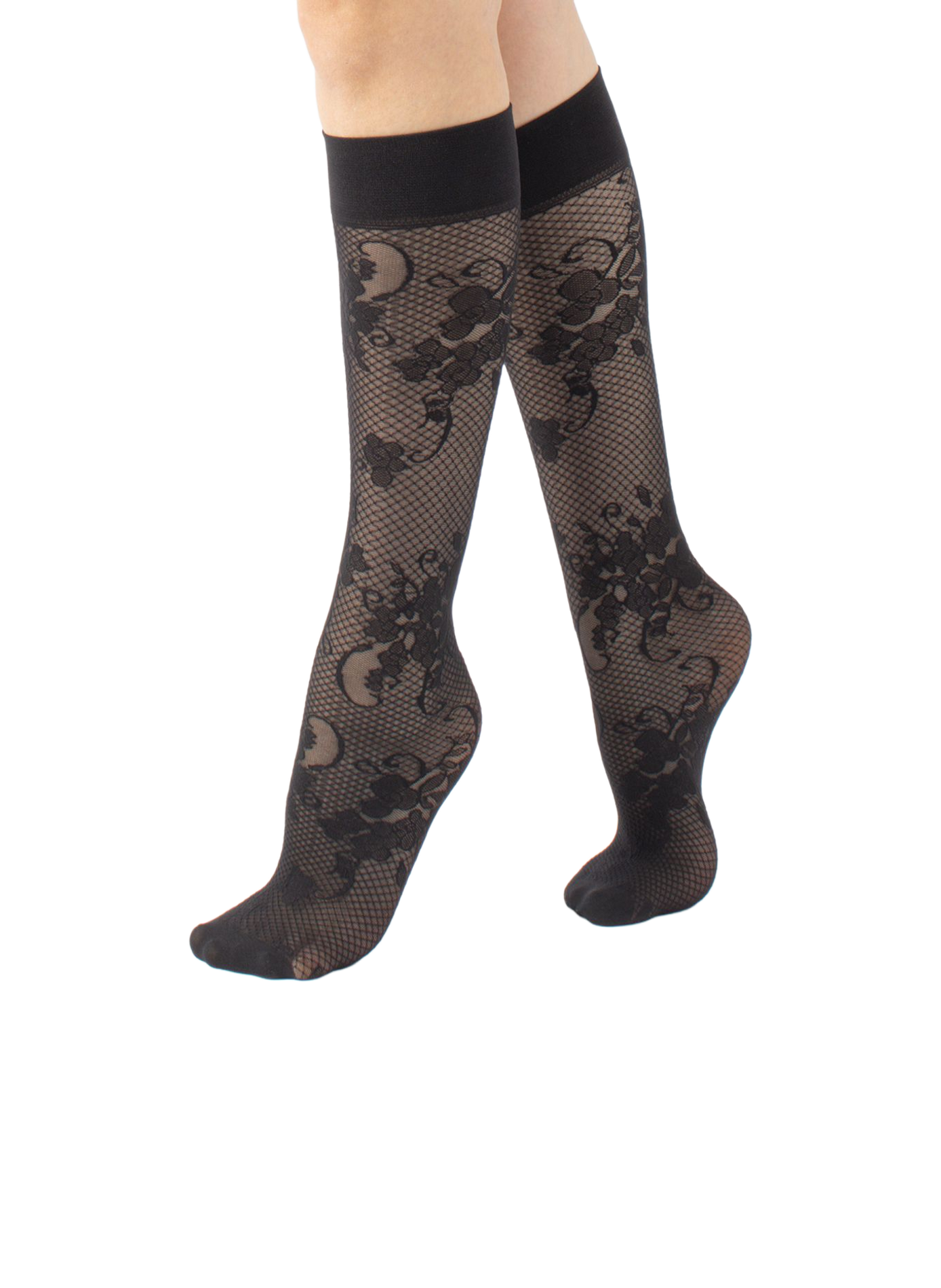 Mi-bas à broderie fleurie CETTE Black