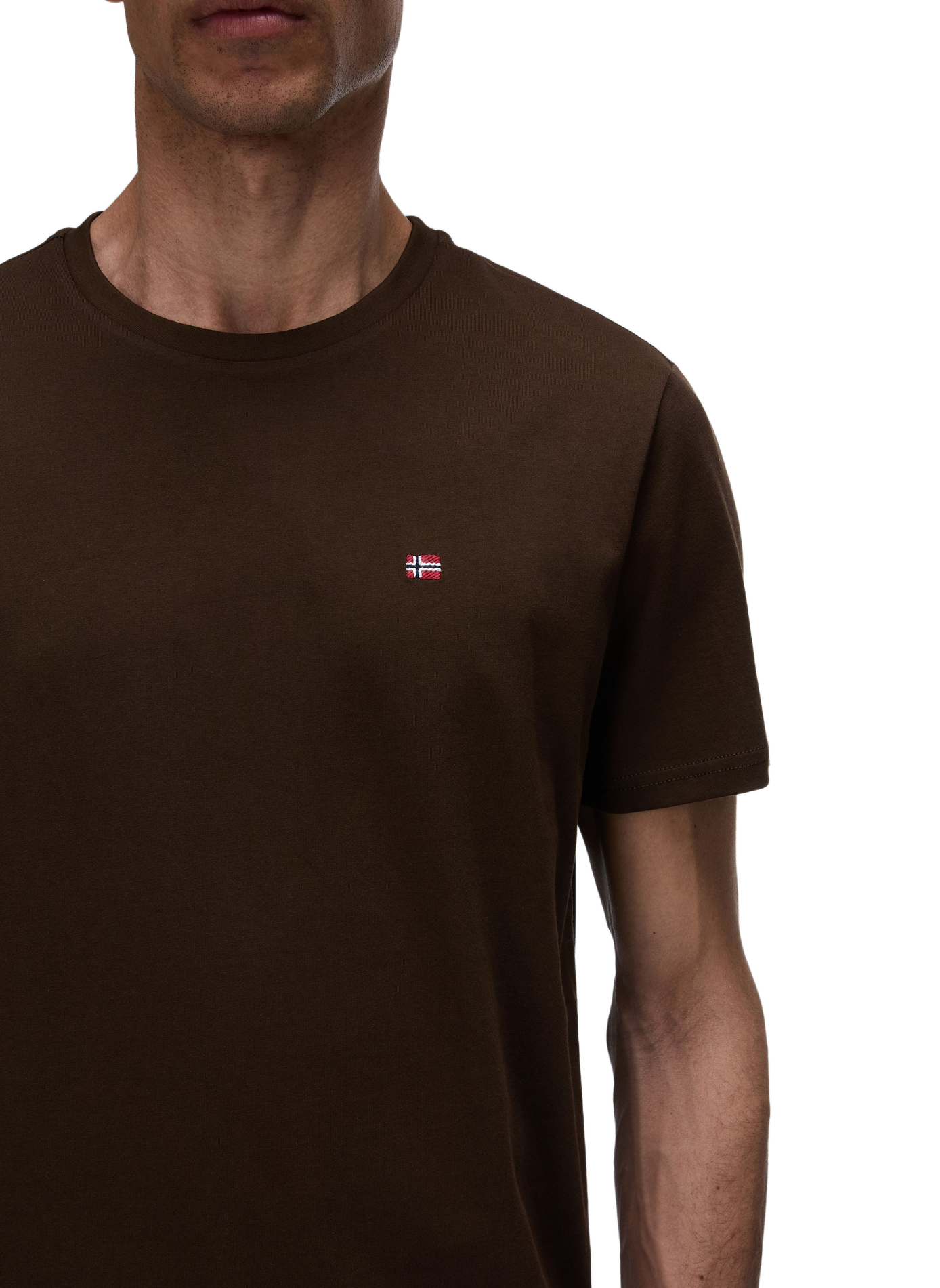 Round-neck cotton T-shirt NAPAPIJRI Brown