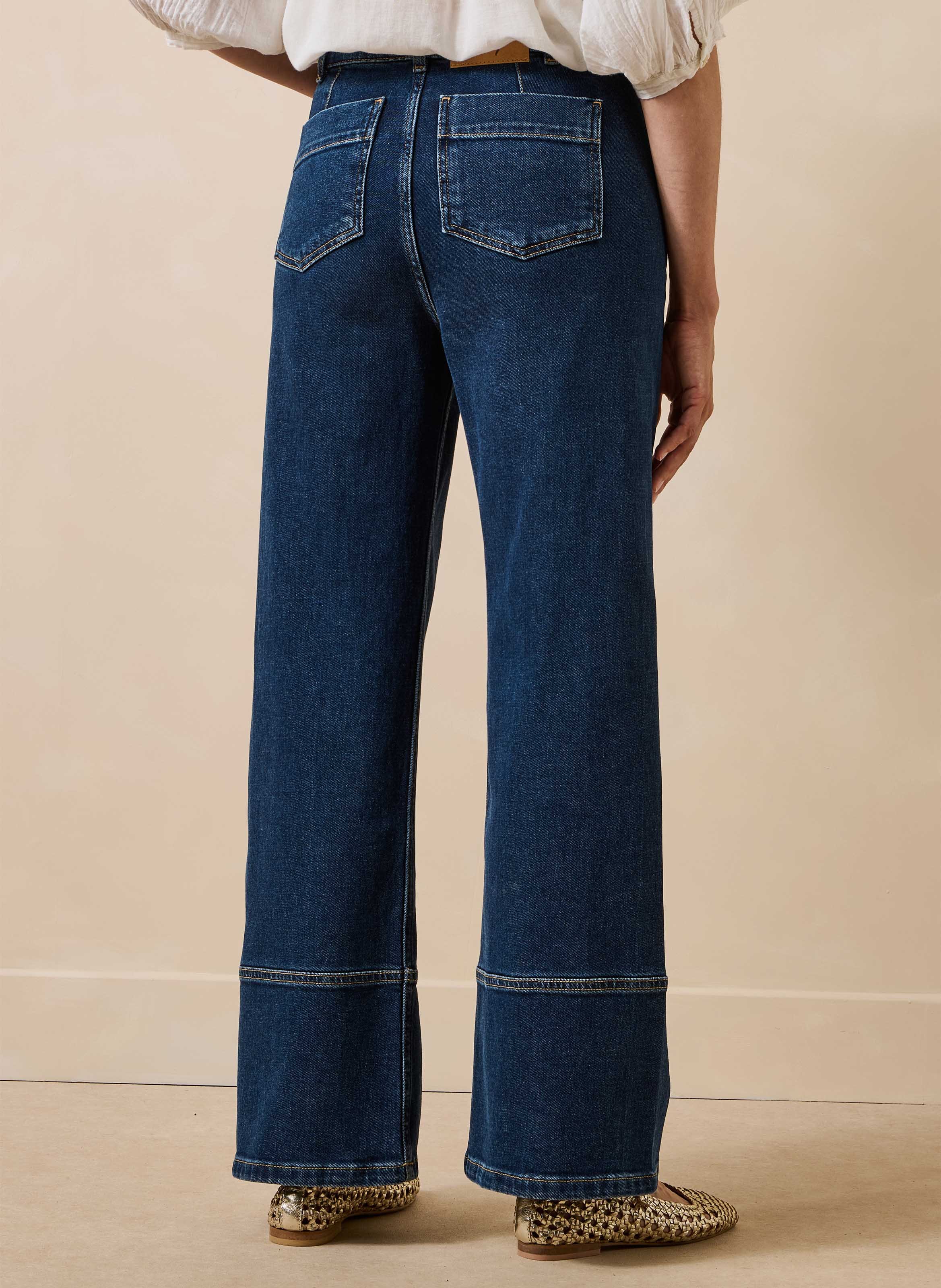 Rechte jeans met hoge taille van een biologisch katoenmengsel LA FEE MARABOUTEE Blauw