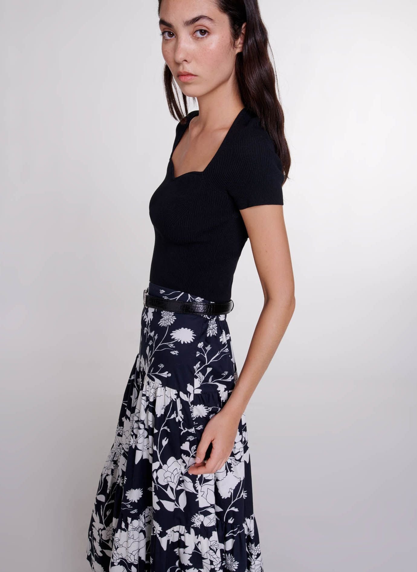 Top moulant en maille MAJE Noir