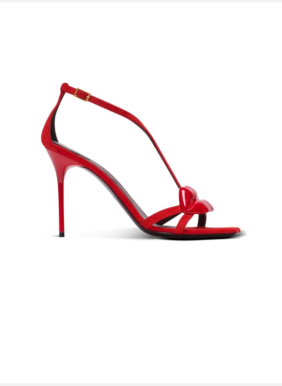 Sandales lips en cuir suédé Rouge by BALMAIN BALMAIN Sandales lips en cuir suédé Rouge