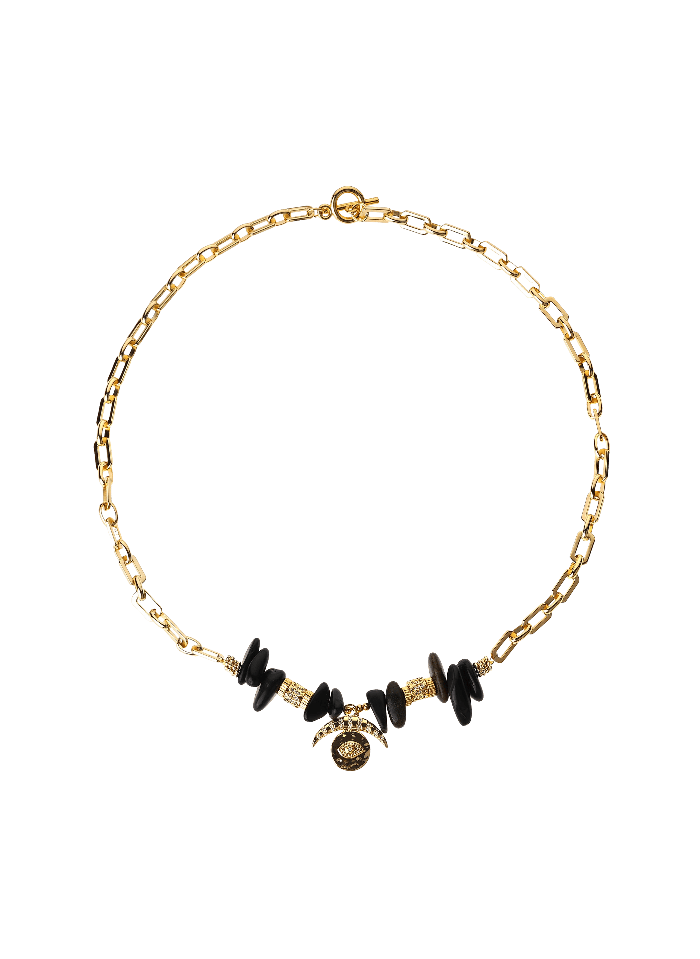 Collier chaîne avec pampilles et cabochon central maravillas HIPANEMA Noir