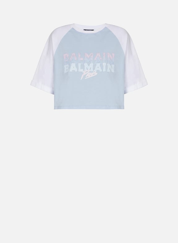 T-shirt court imprimé balmain paris Bleu by BALMAIN BALMAIN T-shirt court imprimé balmain paris Bleu