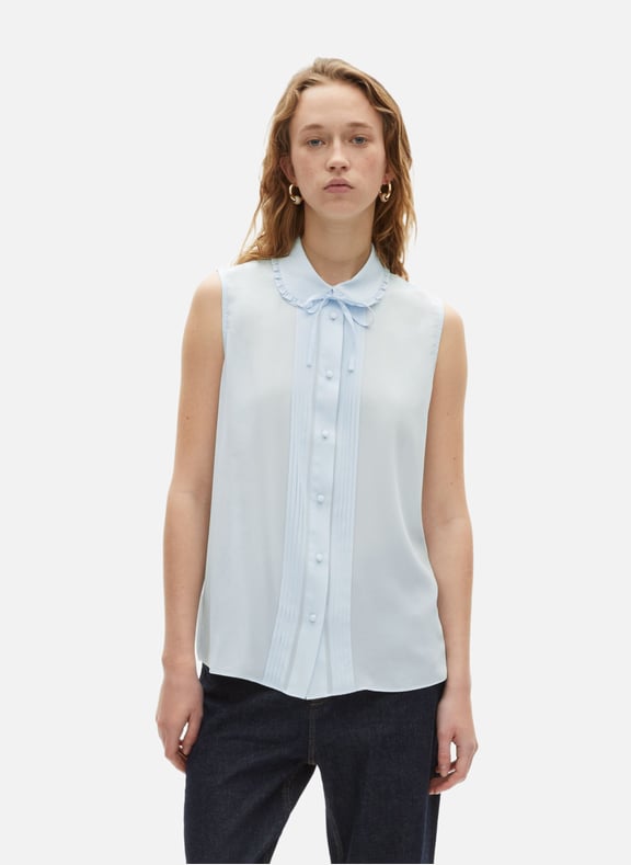 Chemise en soie coupe droite Bleu by THE KOOPLES THE KOOPLES Chemise en soie coupe droite Bleu