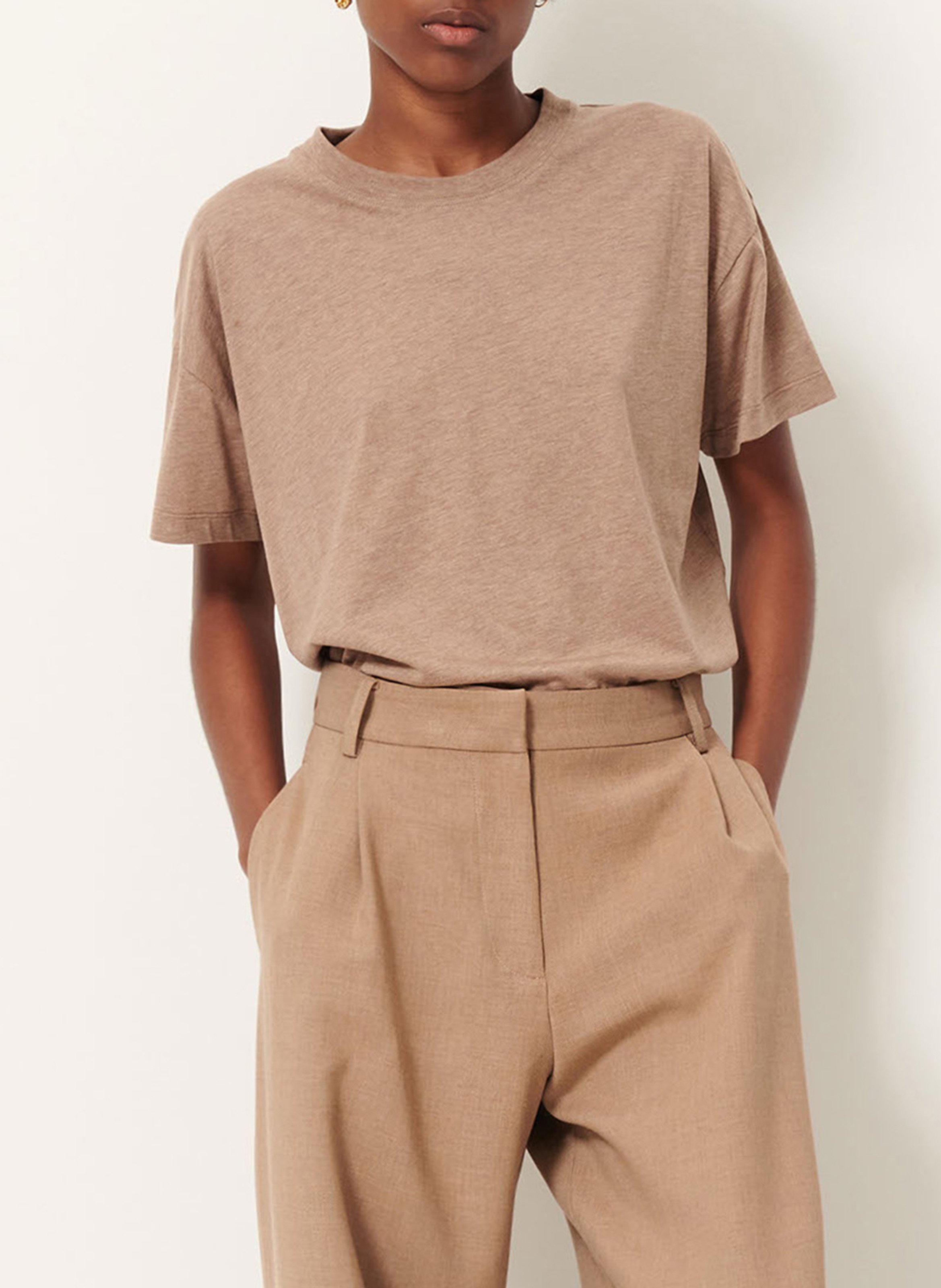 Tee-shirt oversize col rond too SESSUN Beige