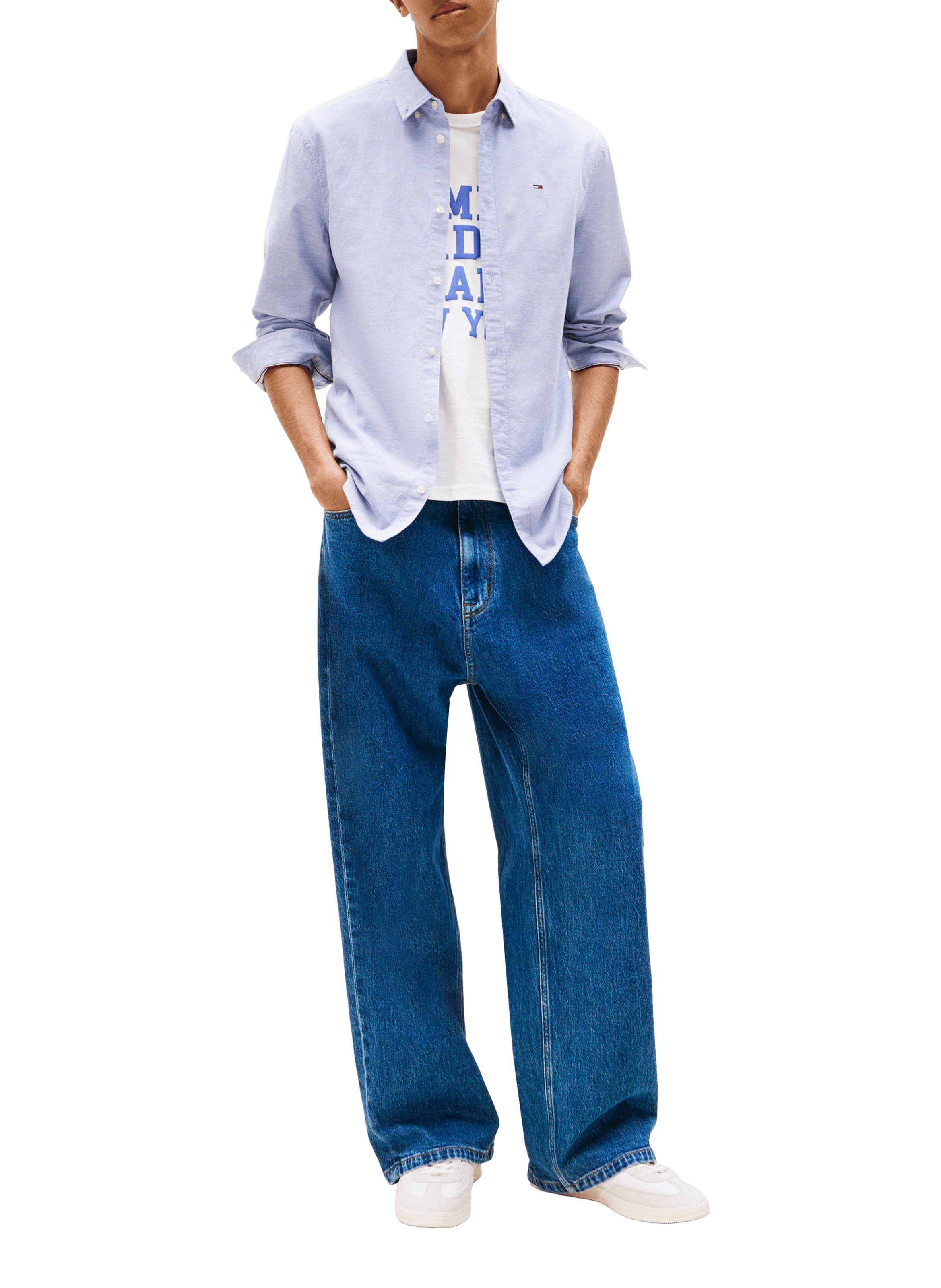 Fitted shirt in stretch Oxford cotton TOMMY HILFIGER Blue