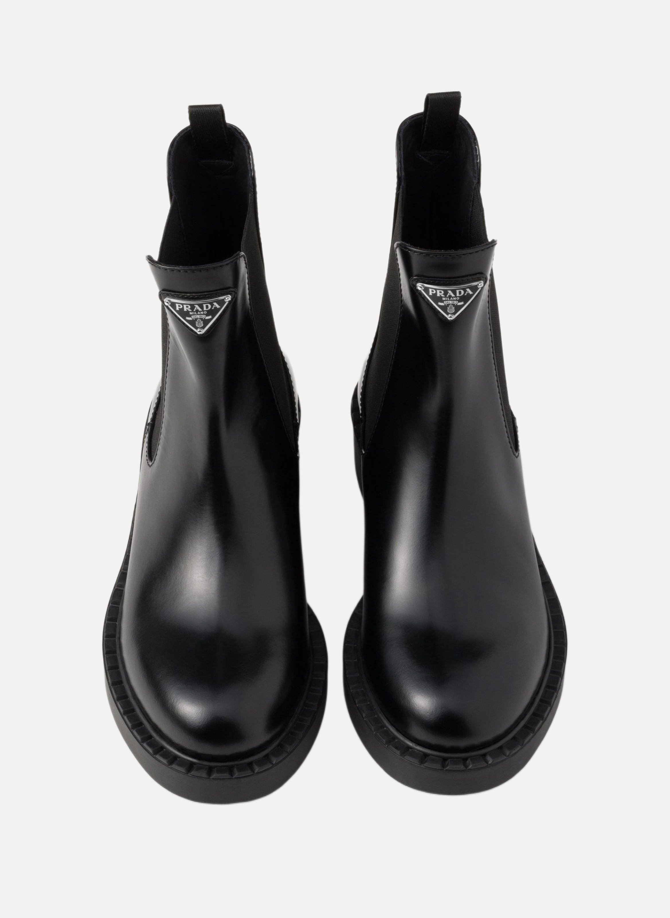 Bottines en cuir brossé PRADA Noir