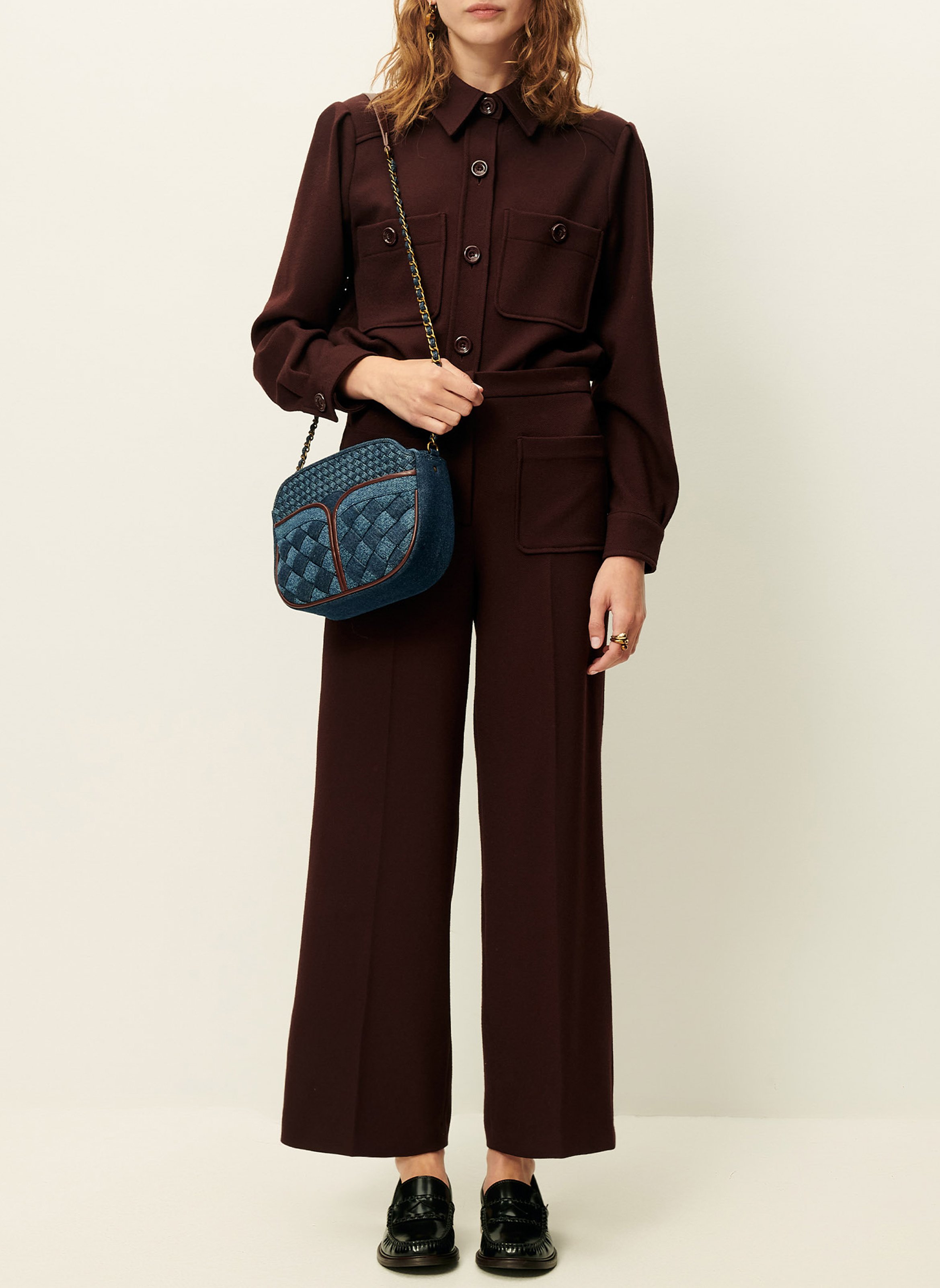 Pantalon droit à plis marqués alberwool SESSUN Marron