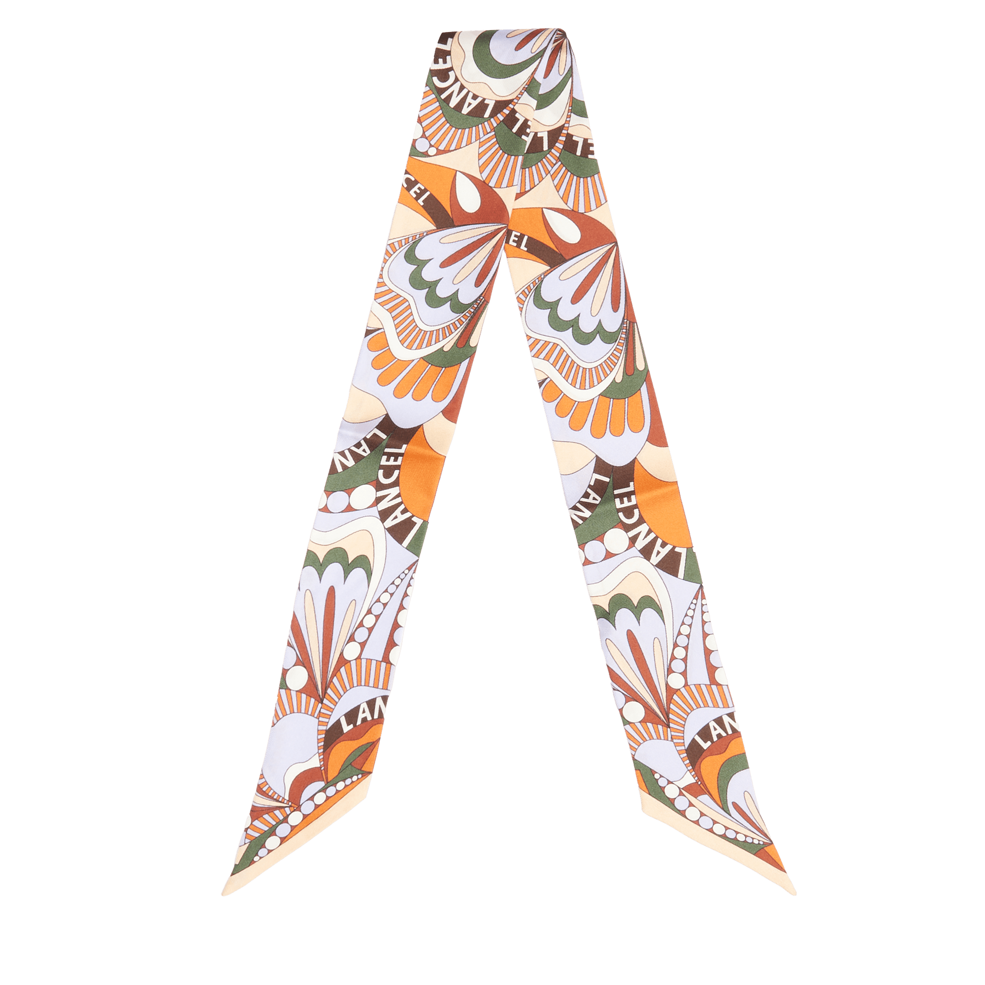 LANCEL Bandeau motif floral en soie Vert