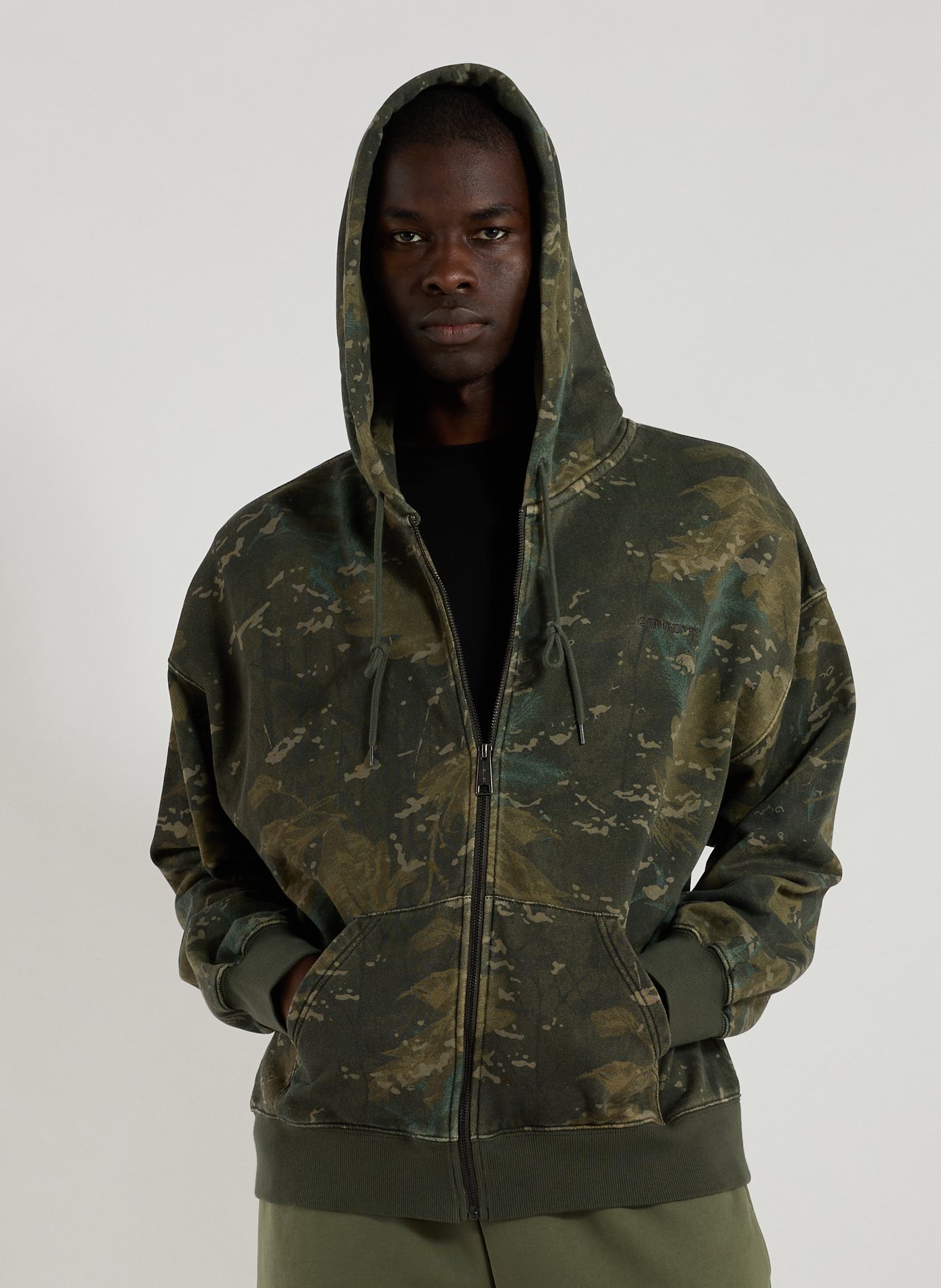 CARHARTT WIP Cotton and nylon hoodie with zip Green