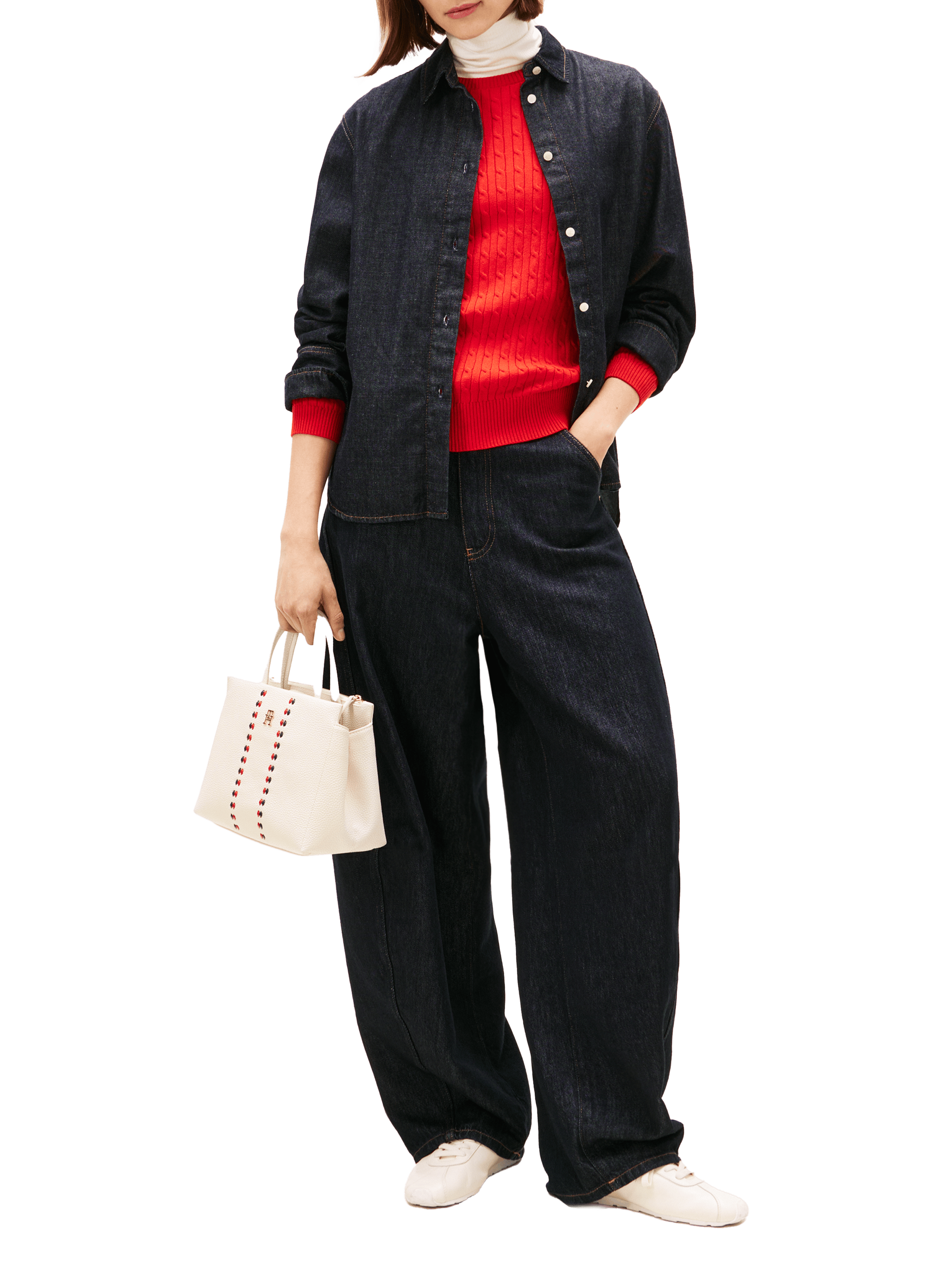 Removable shoulder strap handbag TOMMY HILFIGER Beige