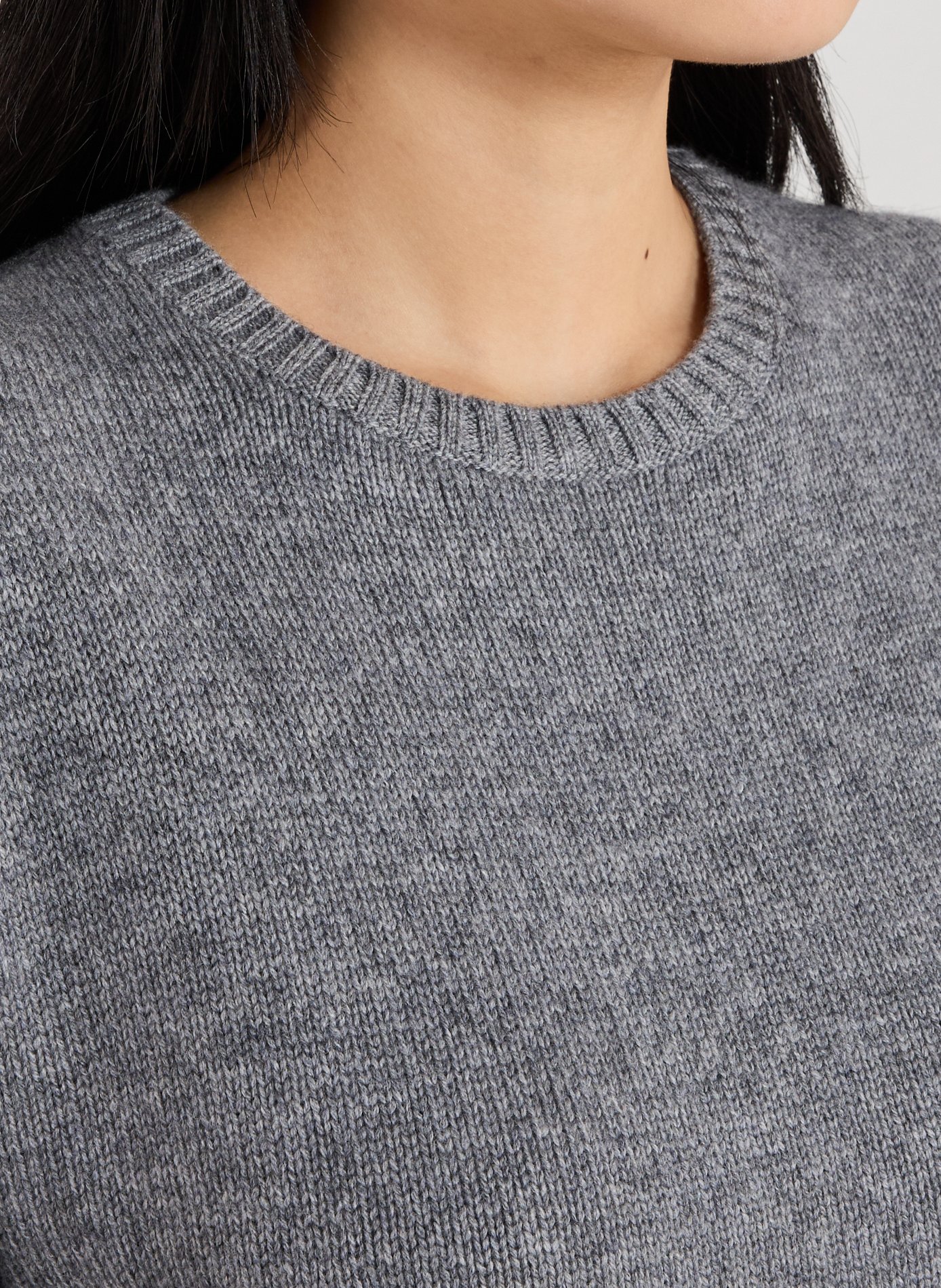 Round neck t-shirt in wool and cashmere ALMADA Grey