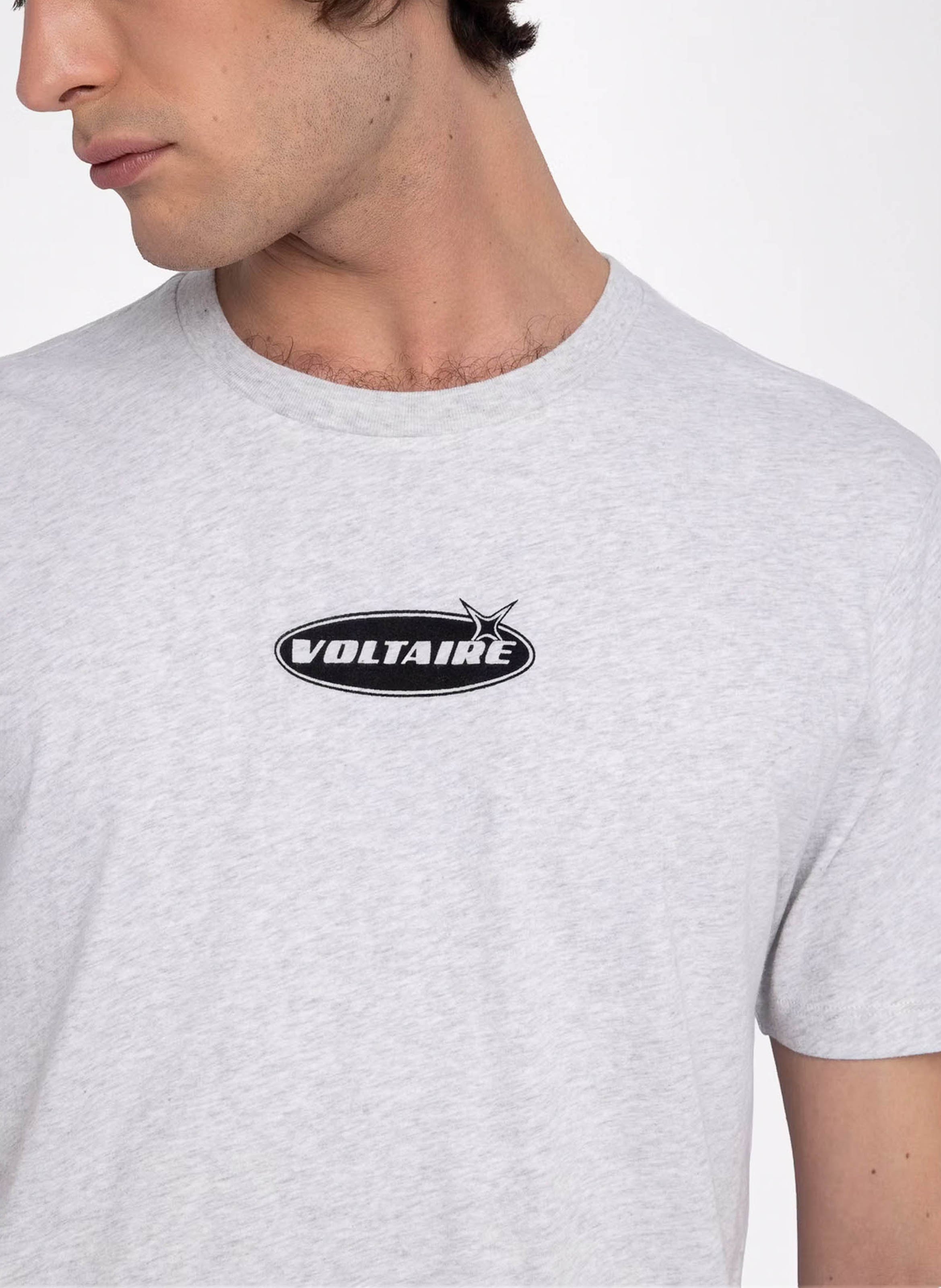 Tee-shirt droit col rond en coton tommy ZADIG&VOLTAIRE Gris