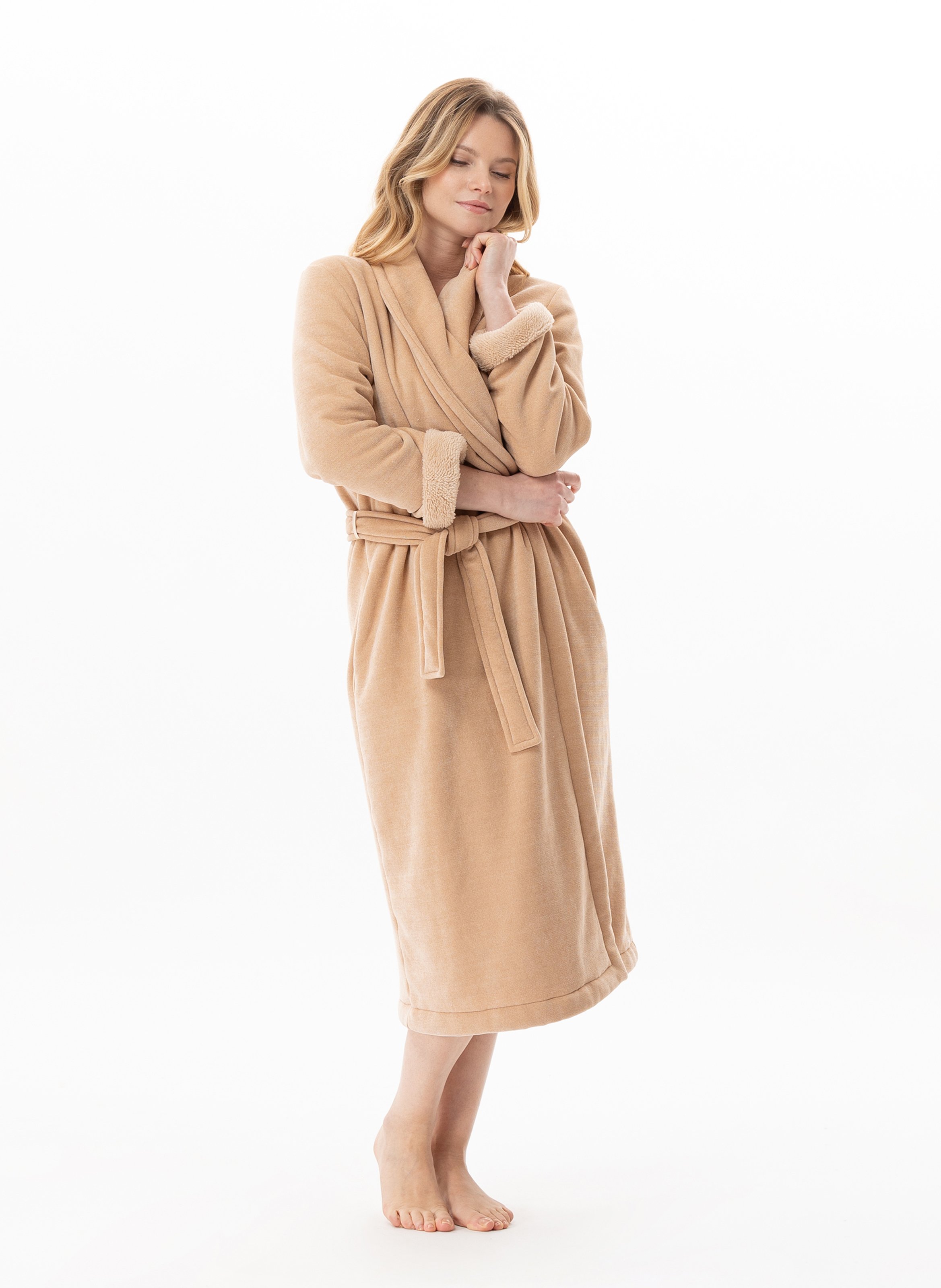 Peignoir en peluche flanelle montauk 160 LE CHAT Beige