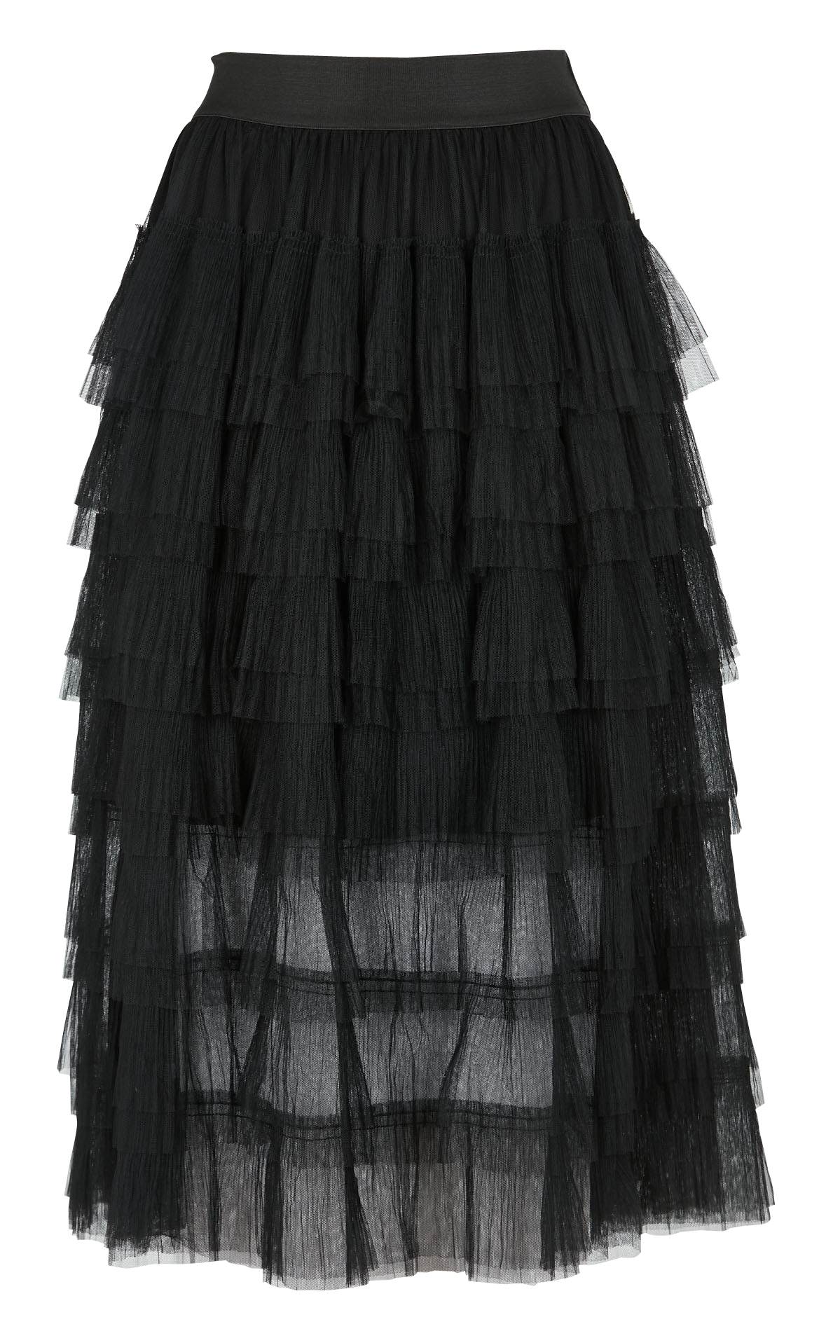 Jupe midi à volants en tulle MAJE Noir