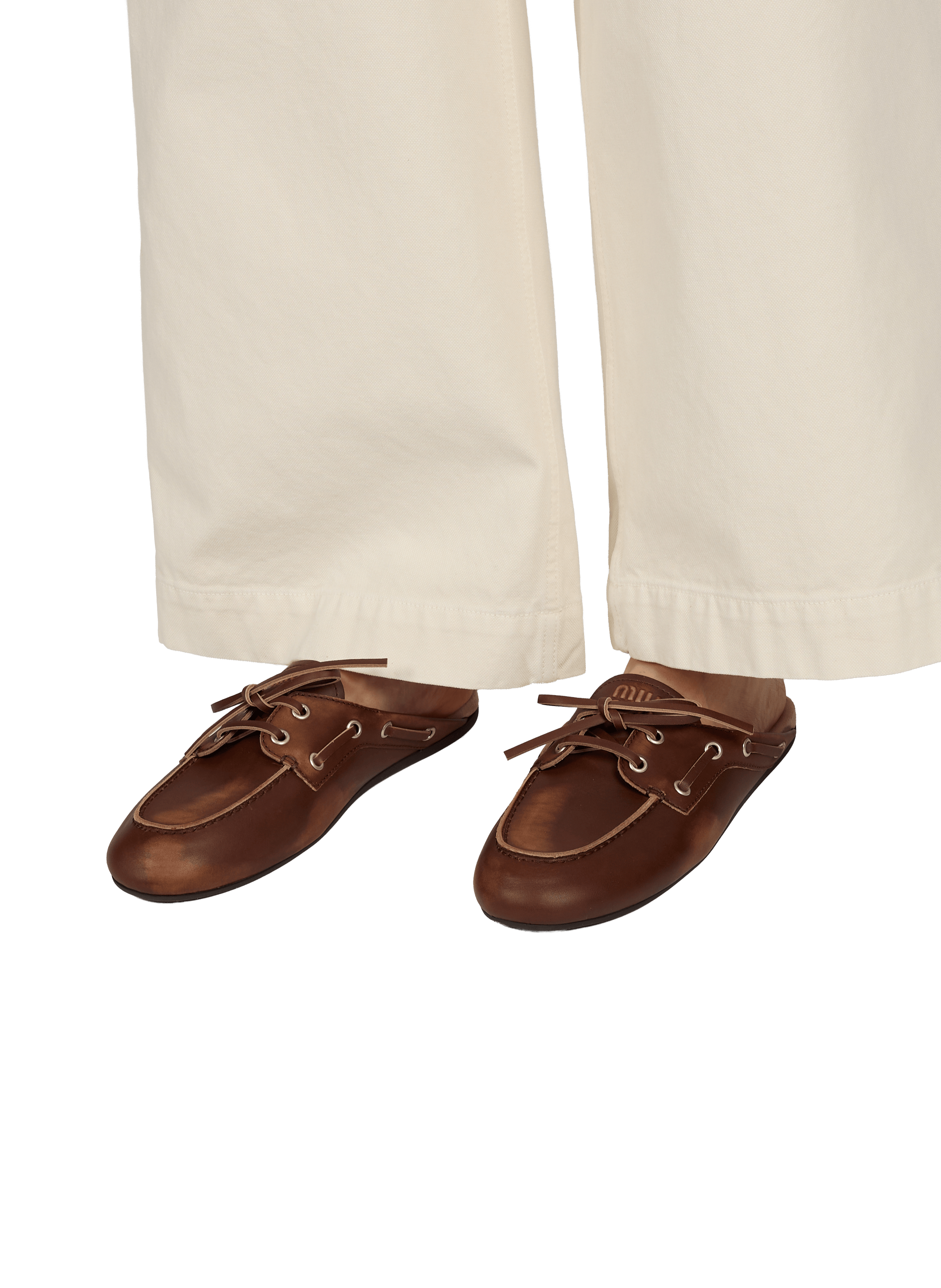 Washed suede mules MIU MIU Brown