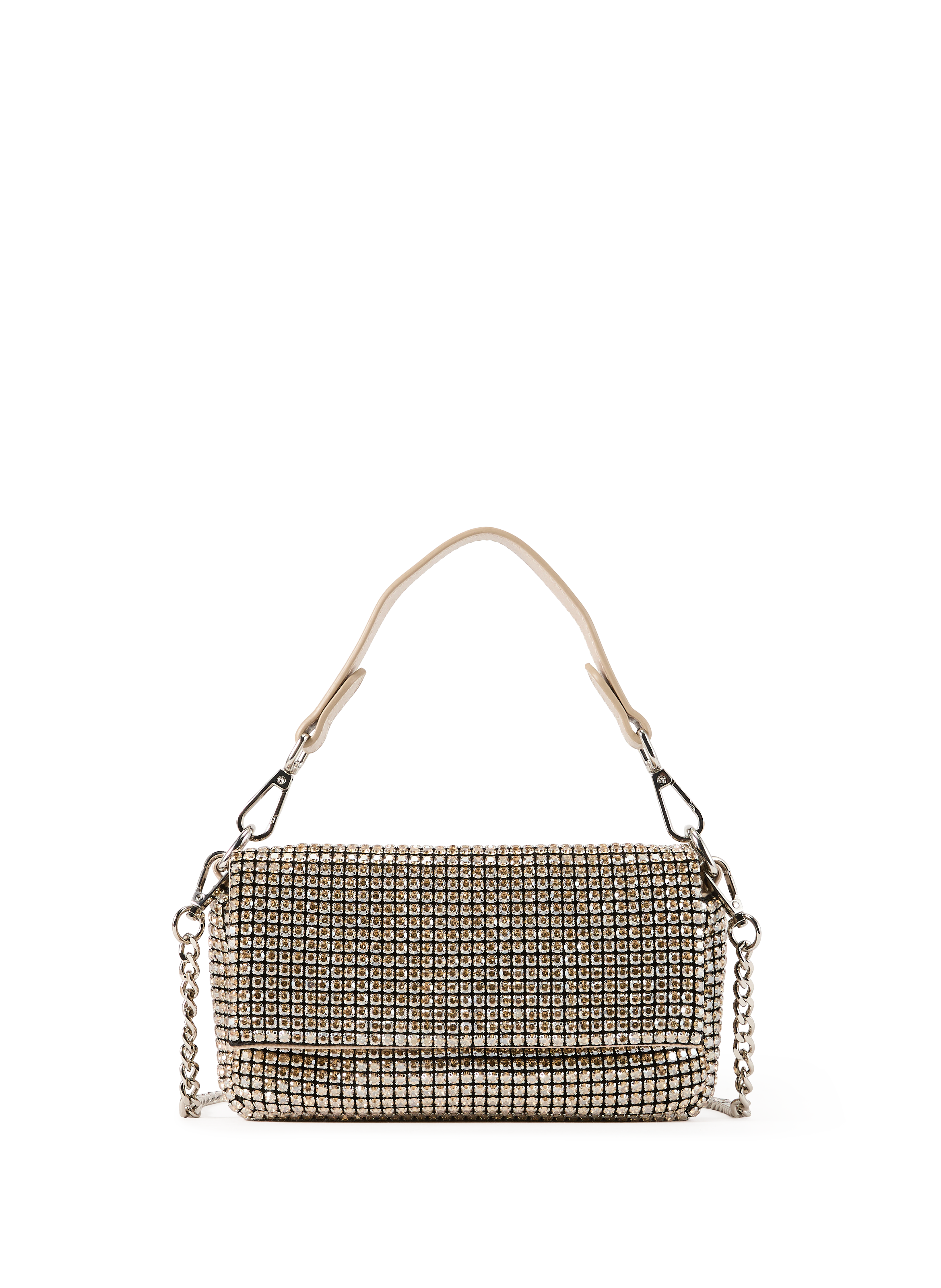 Rhinestone clutch with shoulder strap AU PRINTEMPS PARIS Golden