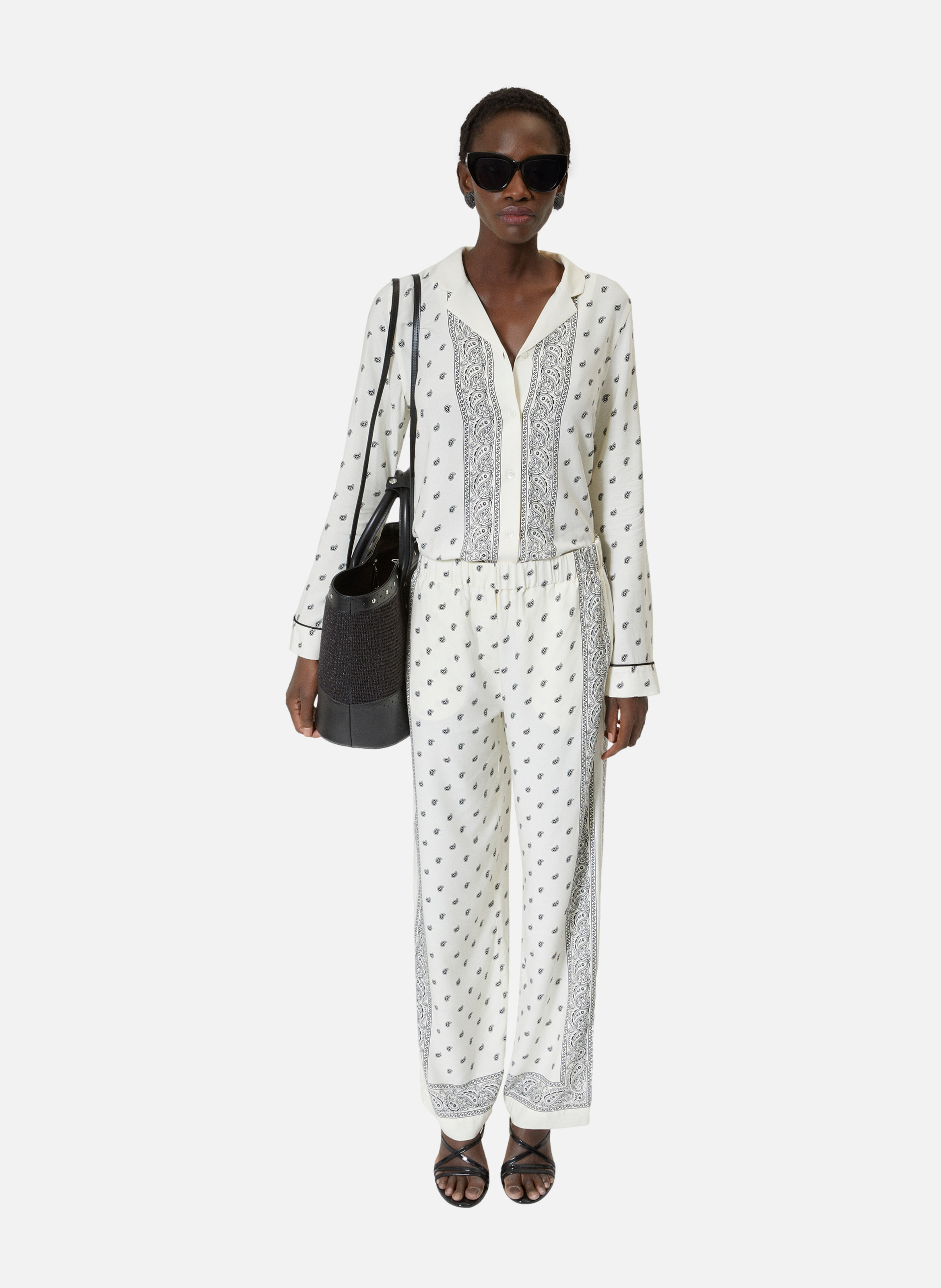 Pantalon fluide droit imprimé bandana THE KOOPLES Blanc