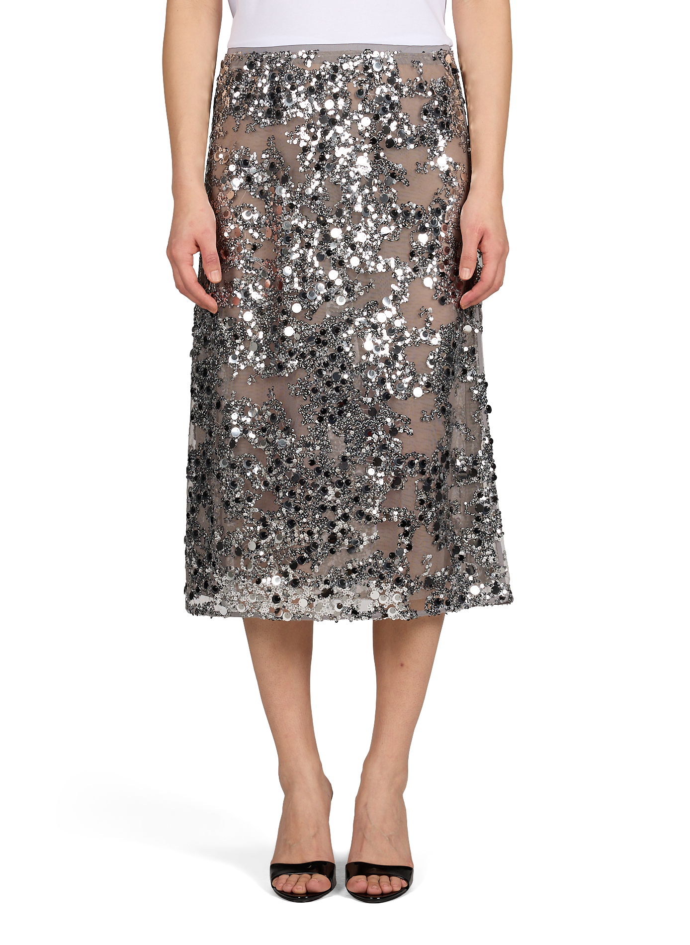 Jupe midi droite à sequins BAUM UND PFERDGARTEN Gris