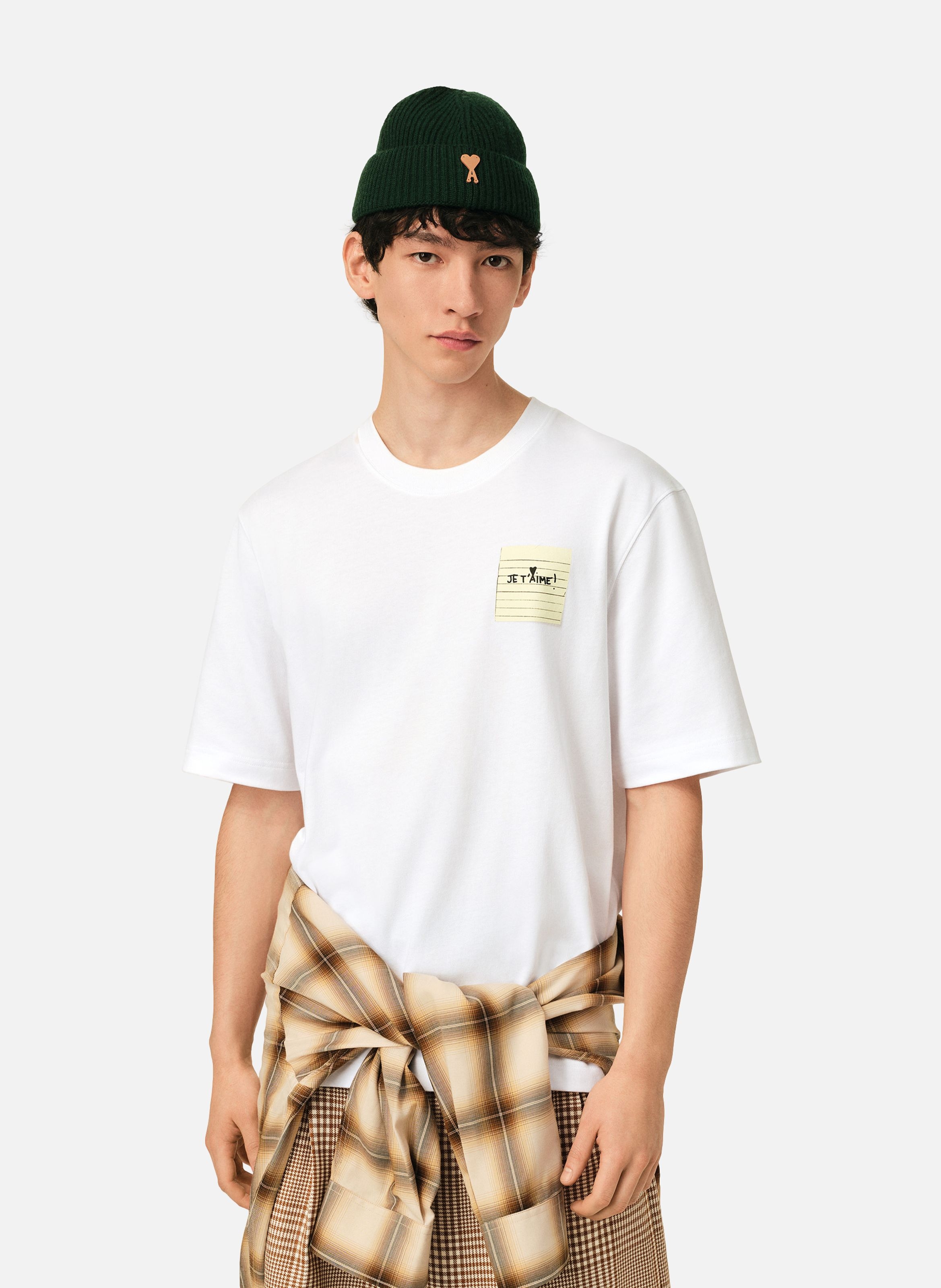T-shirt post it "je t'aime" en coton AMI PARIS Blanc