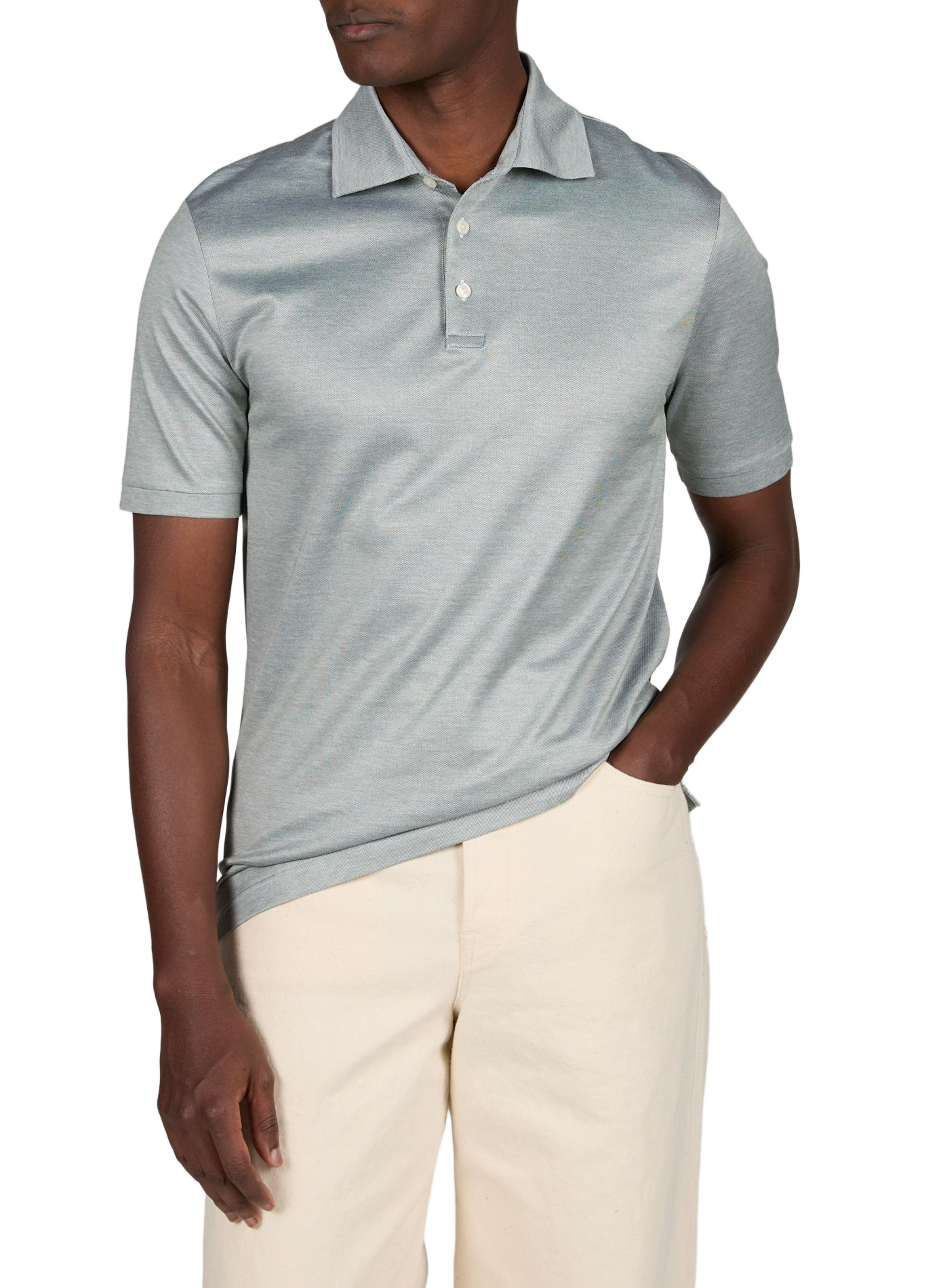 Short sleeve cotton polo shirt ETON Green