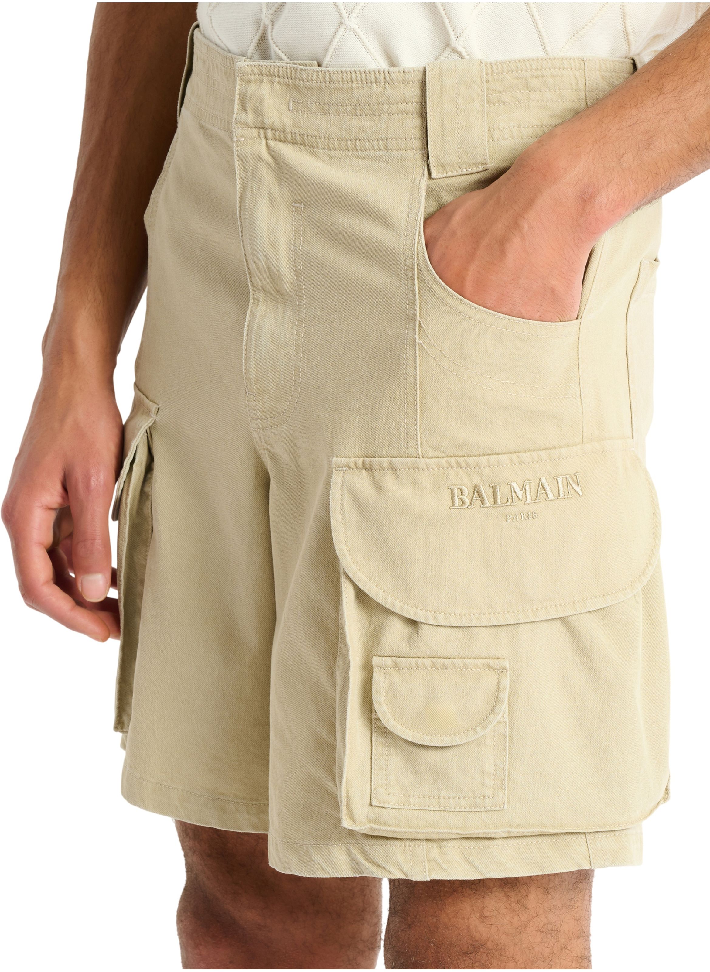 Bermuda cargo en coton BALMAIN Beige