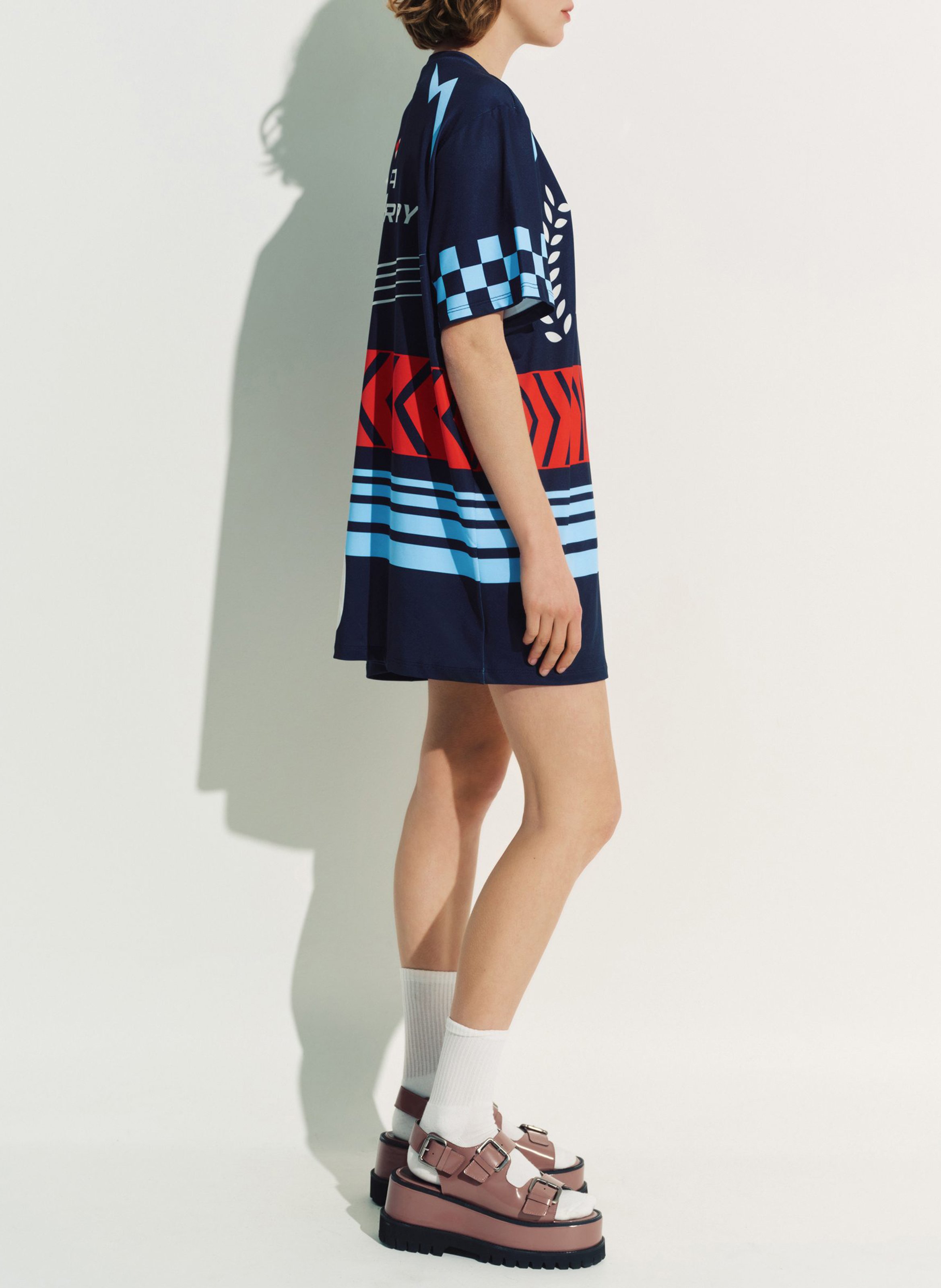 Robe courte oversize imprimé jacing Bleu