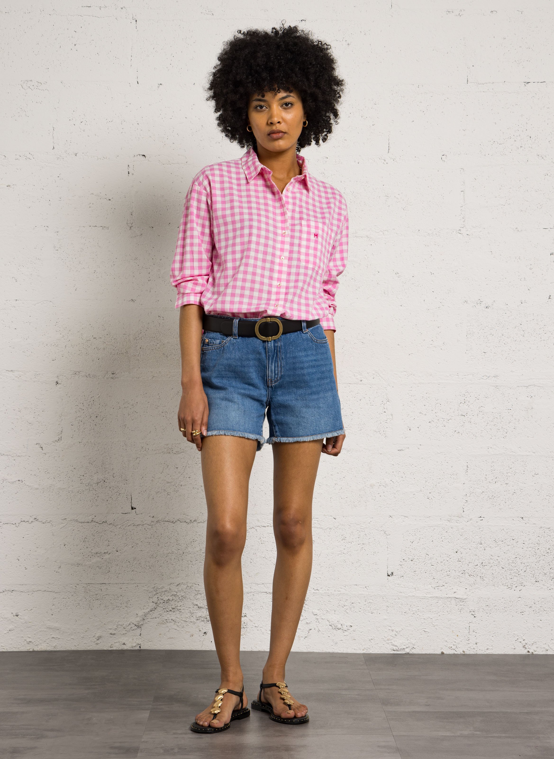 Chemise à carreaux en coton marilou MAISON 123 Rose